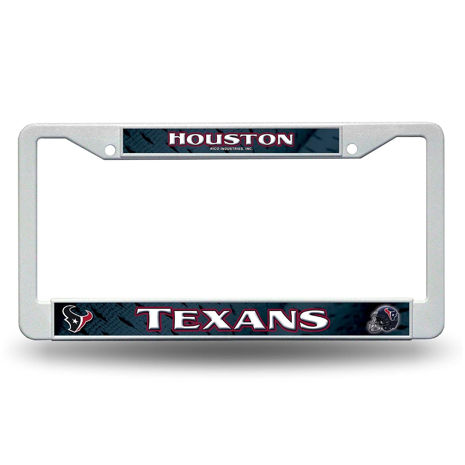 Houston Texans License Plate Frame Tag Cover, White Plastic, 12x6 Inch, Officially Licensed