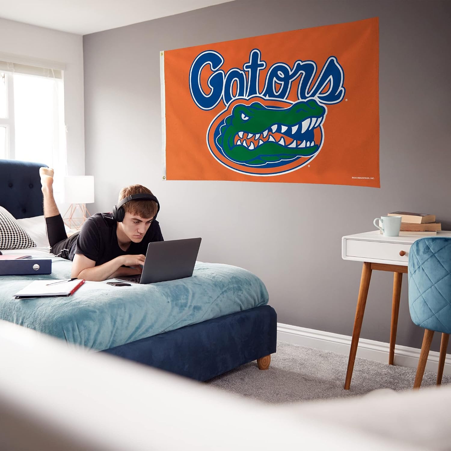 University of Florida Gators Premium 3x5 Feet Flag Banner, Logo Design, Metal Grommets, Outdoor Indoor, Single Sided, Officially Licensed