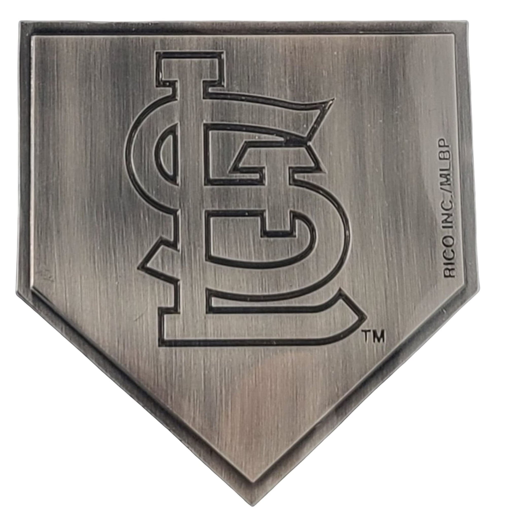 St Louis Cardinals Premium Solid Metal Auto Emblem, Antique Nickel Design, Plate Design, Die Cut, Full Adhesive Backing, Officially Licensed