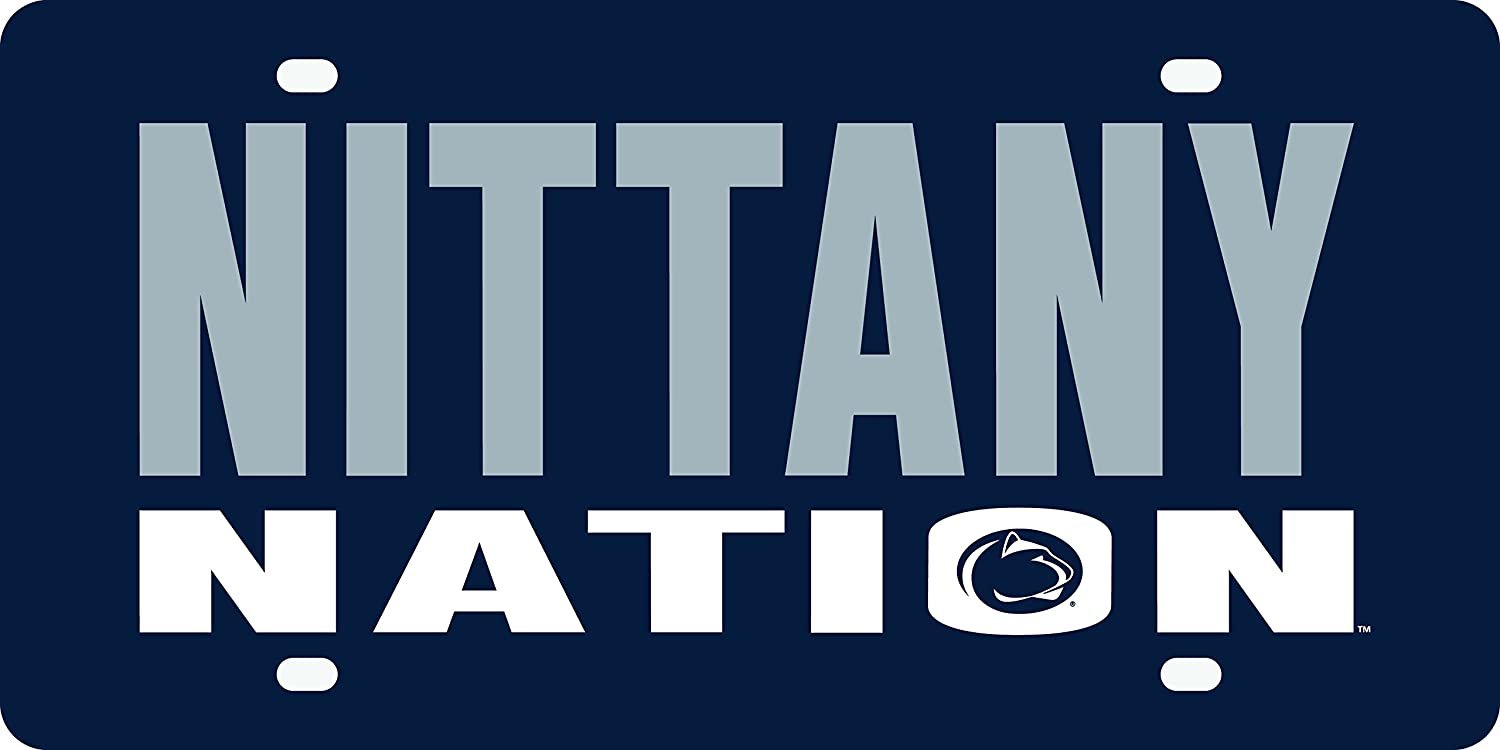 Penn State University Nittany Lions Premium Laser Cut Tag License Plate, Nation, Mirrored Acrylic Inlaid, 6x12 Inch