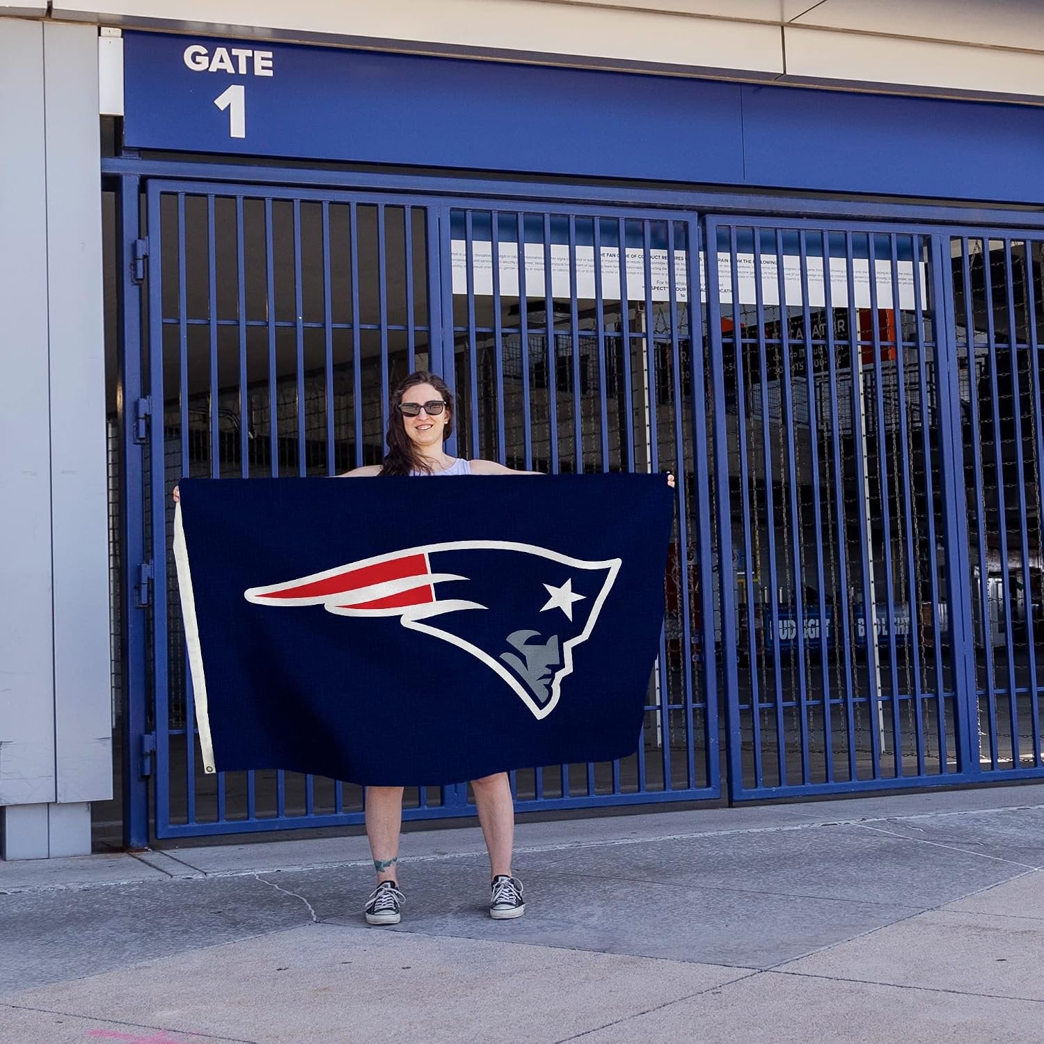 New England Patriots Premium 3x5 Feet Flag Banner, Logo Design, Metal Grommets, Outdoor Use, Single Sided