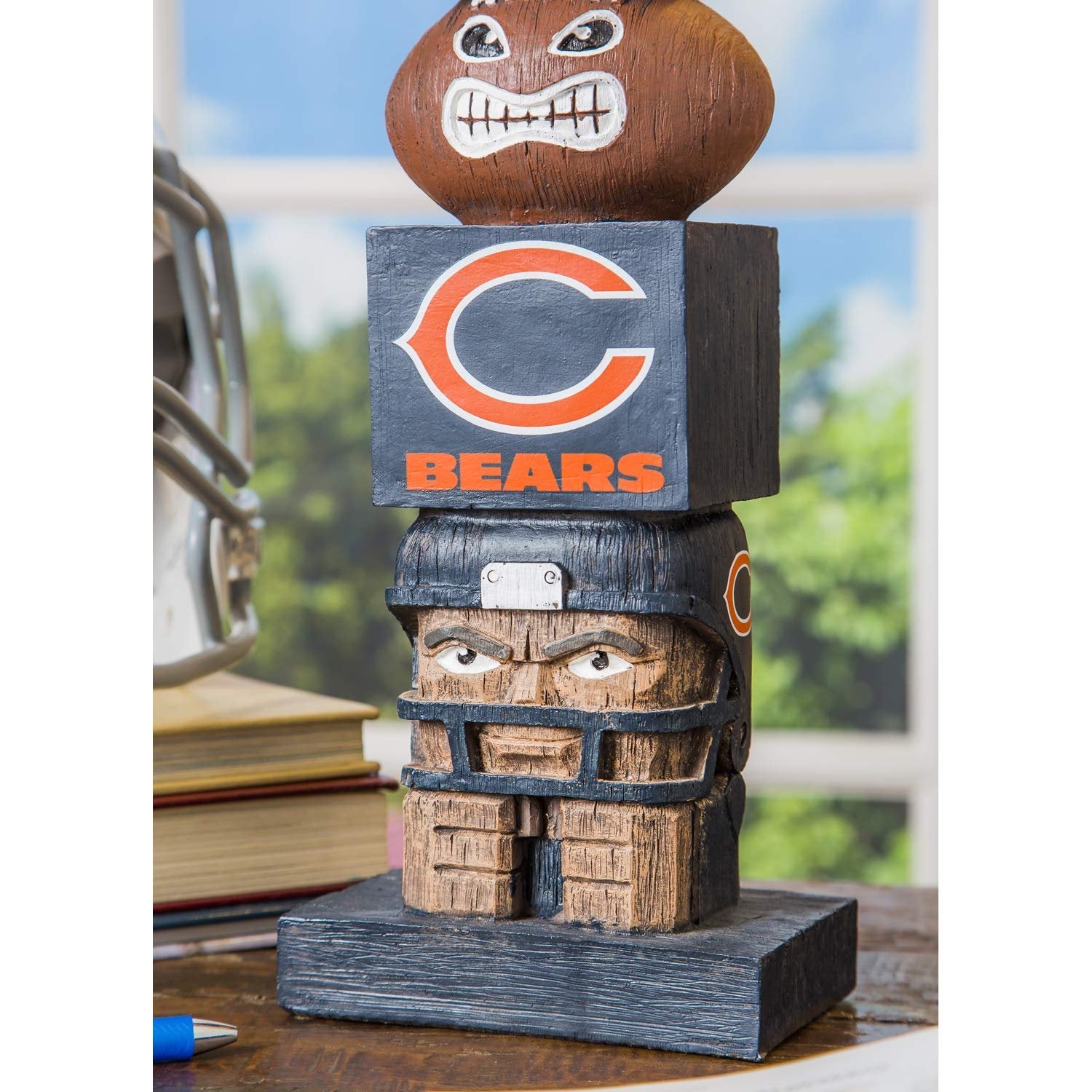 Chicago Bears Tiki Totem Garden Statue, Hand Painted Resin, 16 Inch, Indoor Outdoor Decor, Officially Licensed