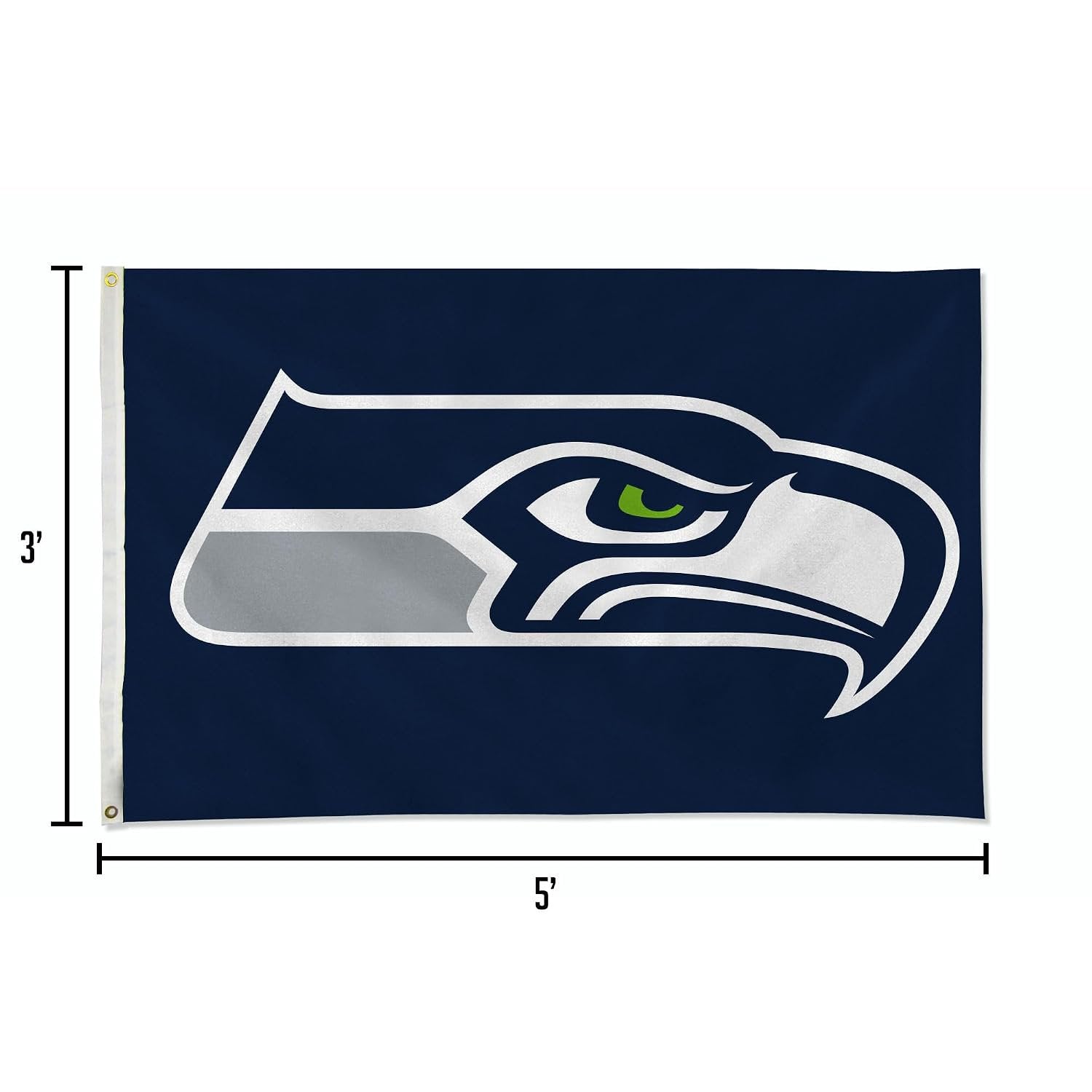Seattle Seahawks Premium 3x5 Feet Flag Banner, Logo Design, Polyester, Metal Grommets, Officially Licensed