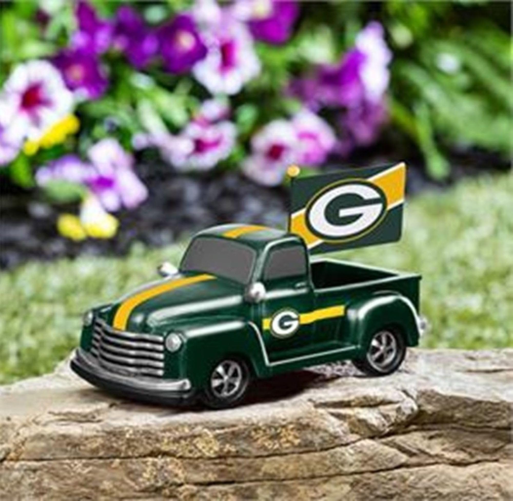 Green Bay Packers 9 Inch Metal Rally Truck Statue, Outdoor Garden or Indoor Fan Decor, Sports Fan Collectible Figurine, Officially Licensed
