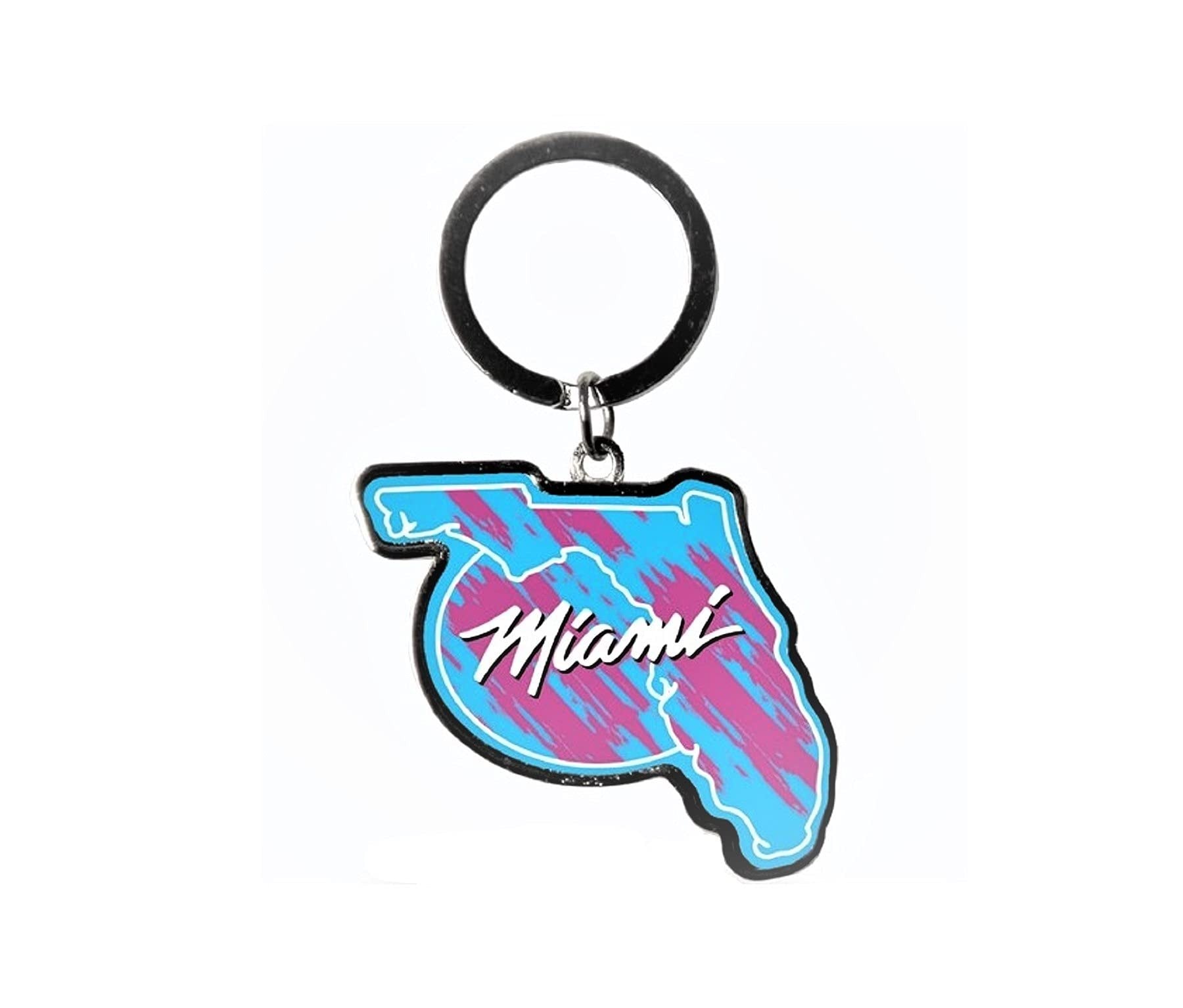 Miami Heat Premium Metal Keychain, State Shaped