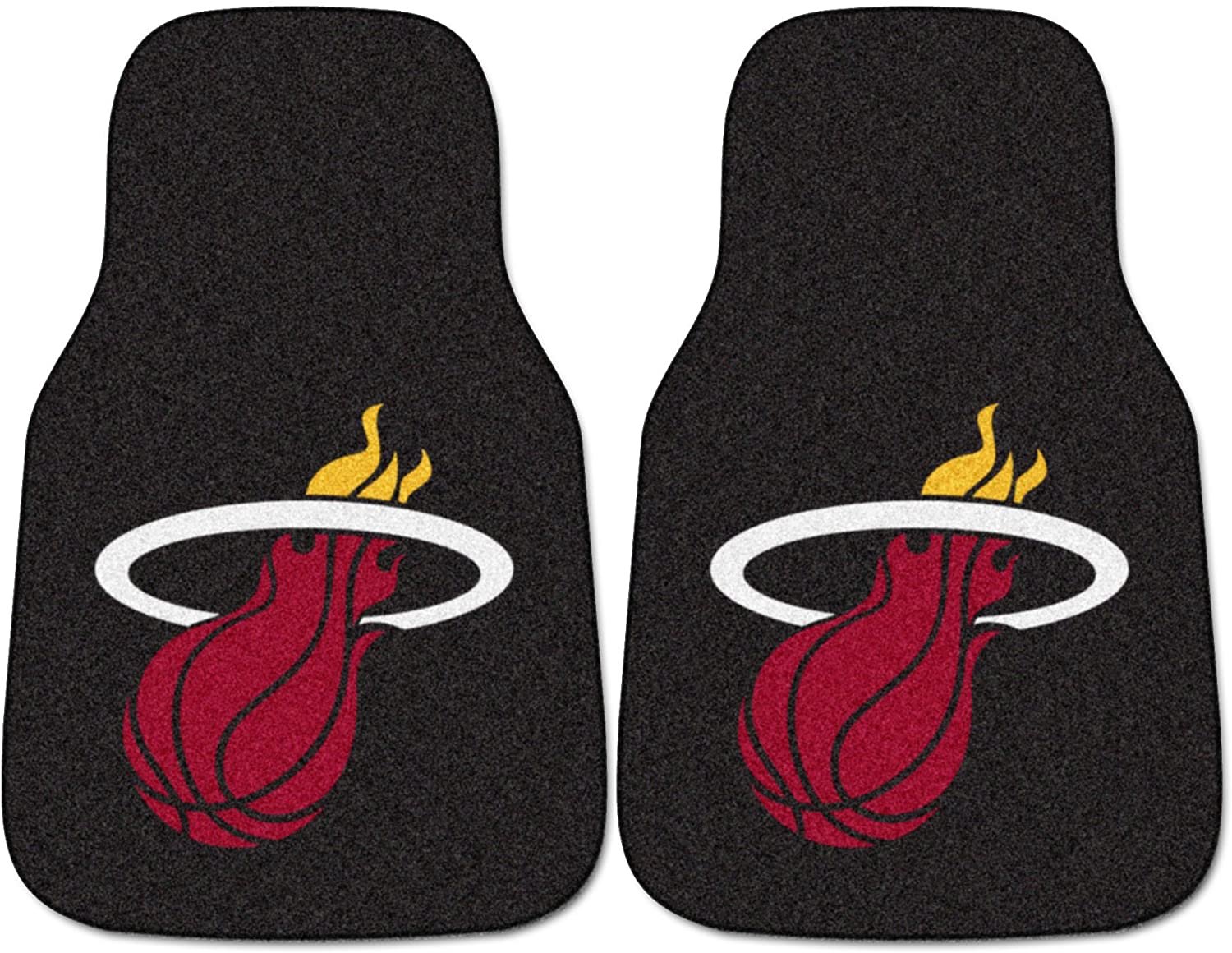 Miami Heat Front Floor Mats, Carpet Car Set, 18x27 Inch, Nylon, Set of 2