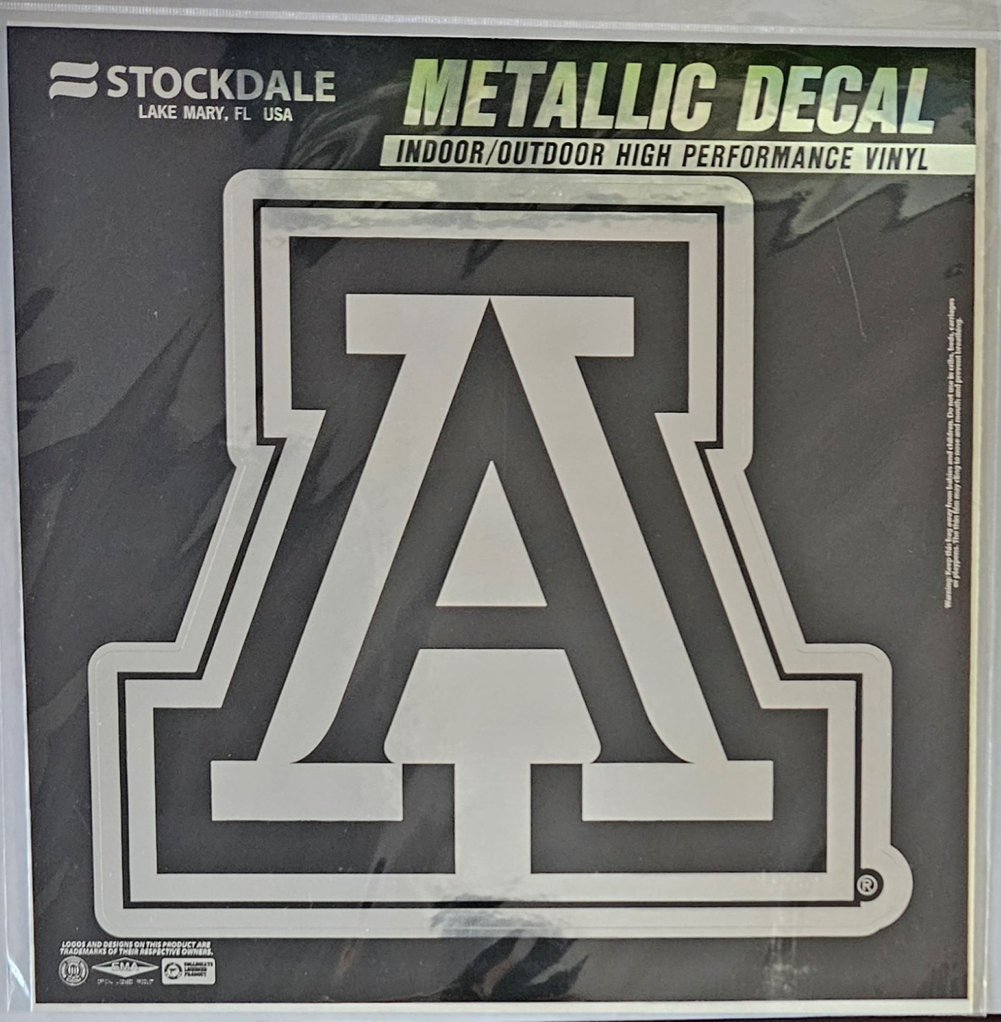 University of Arizona Wildcats Decal Sticker, Die Cut, 12 Inch, Chrome Shimmer Design, All Surface, Full Adhesive Backing, Officially Licensed