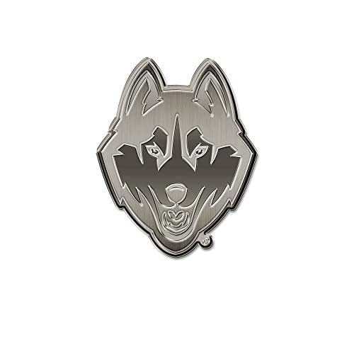 University of Connecticut Huskies Uconn Solid Metal Auto Emblem, Antique Nickel Finish, Raised, Die Cut, 3.5 Inch, Adhesive Tape Backing