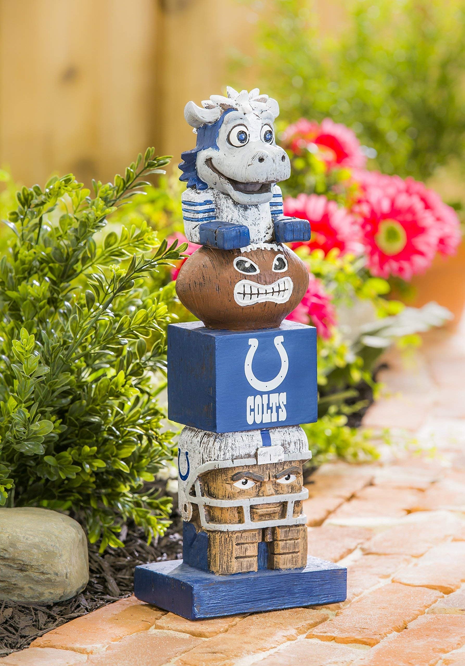 Indianapolis Colts Tiki Totem Garden Statue, Hand Painted Resin, 16 Inch, Indoor Outdoor Decor, Officially Licensed