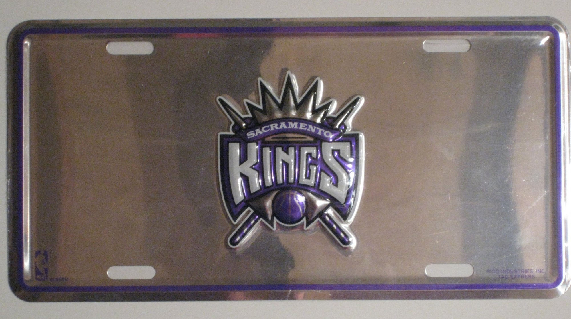 Sacramento Kings Premium Metal Tag License Plate, Silver Background Design, 12x6 Inch, Pre-Drilled Holes, Officially Licensed
