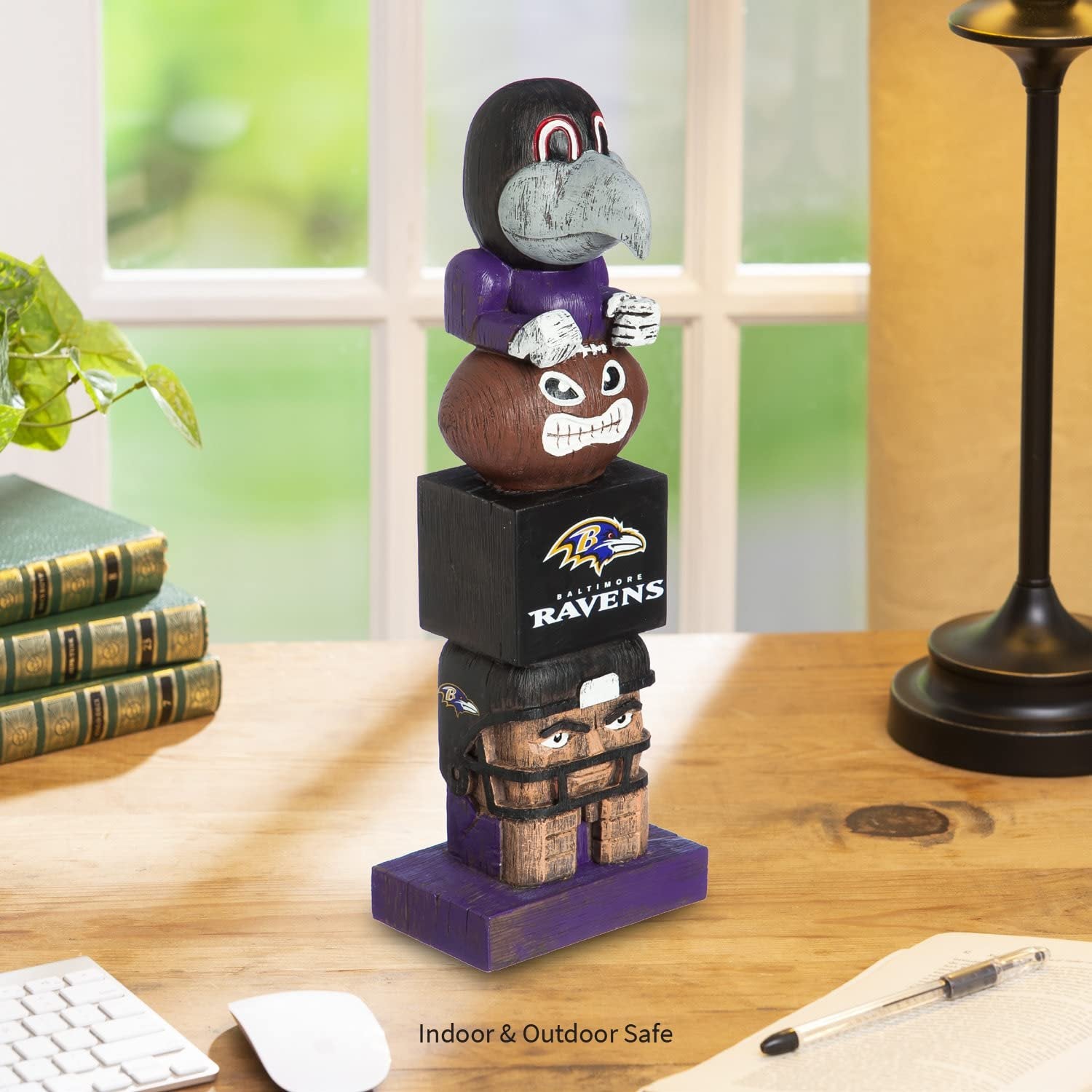 Baltimore Ravens Tiki Totem Garden Statue, Hand Painted Resin, 16 Inch, Indoor Outdoor Decor, Officially Licensed