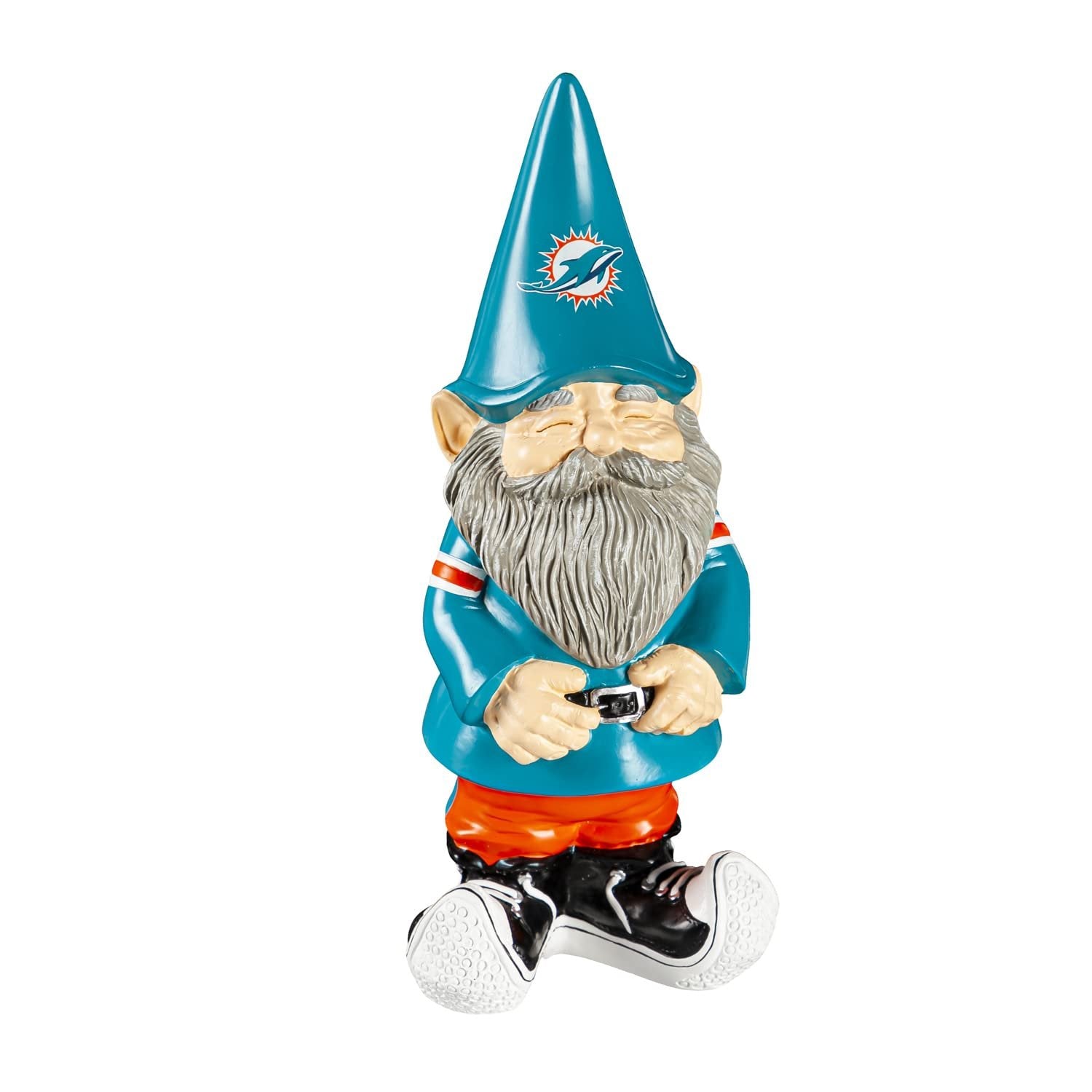 Miami Dolphins Garden Gnome, 11 Inch Hand Painted Resin Statue, Indoor Outdoor Decor, Officially Licensed