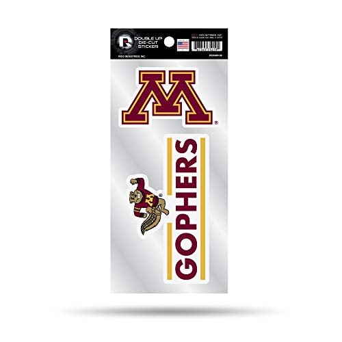 University of Minnesota Golden Gophers 2-Piece Double Up Die Cut Sticker Decal Sheet, 4x9 Inch, Officially Licensed
