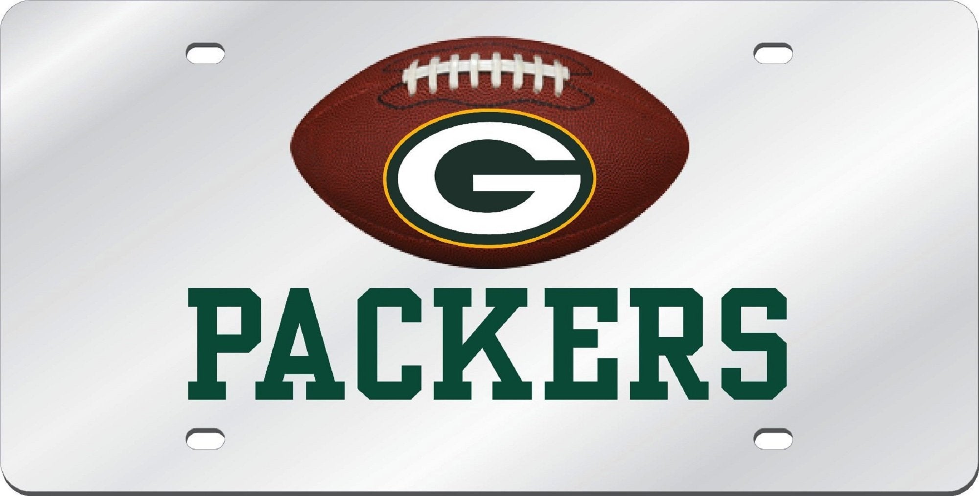 Green Bay Packers Premium Laser Cut Tag License Plate, Football Design, Mirrored Acrylic Inlaid, 12x6 Inch, Officially Licensed