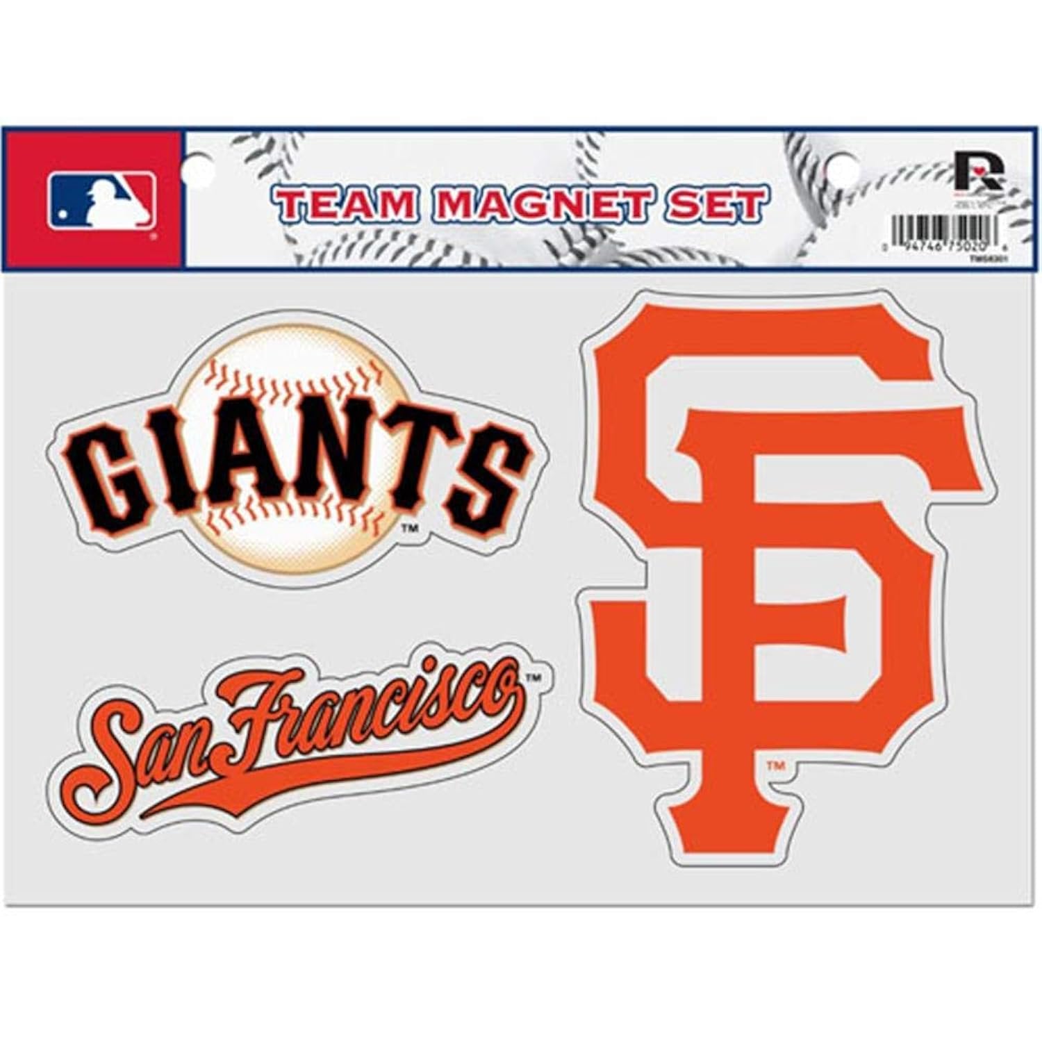 San Francisco Giants Team Magnet Set, Die Cut, 8.5x11 Inch, Heavy Duty for Home or Auto Use, Officially Licensed