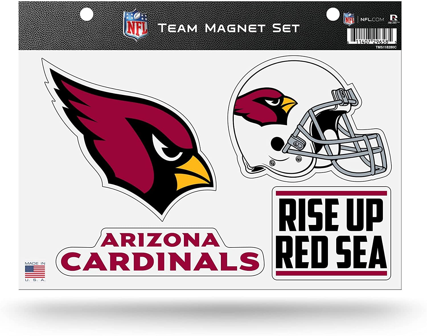 Rico Industries NFL Arizona Cardinals 8.5" x 11" Team Magnet Set for Car, Refrigerator, Fridge, Locker, Office Cabinet