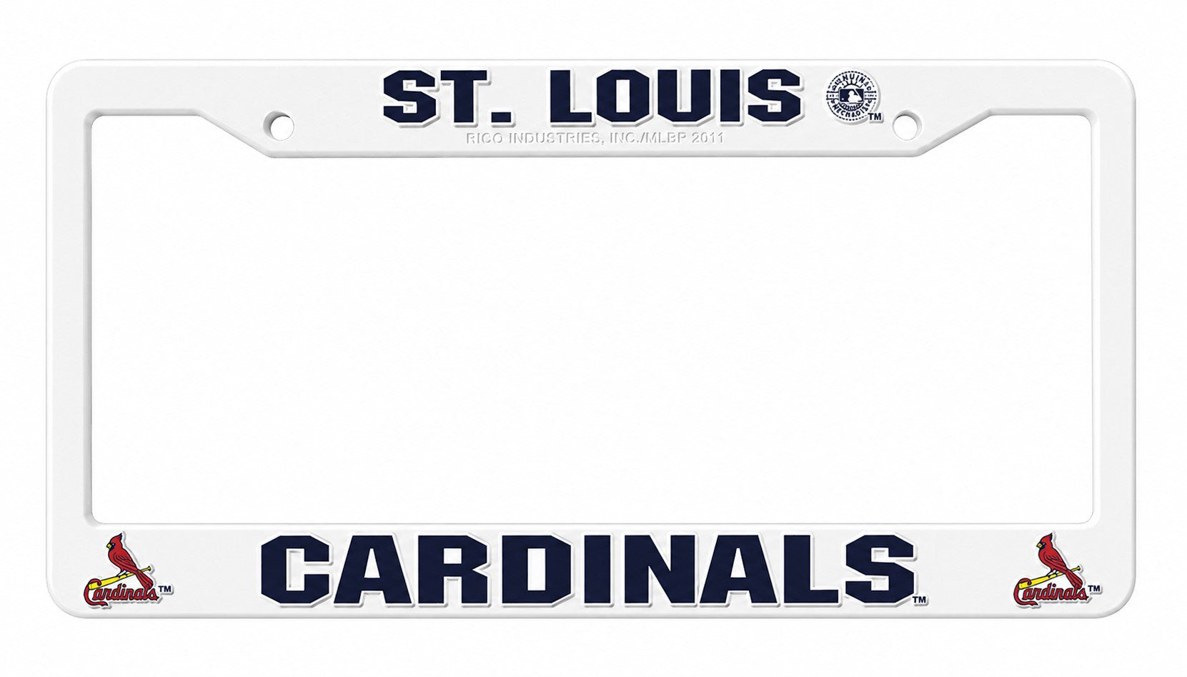 St Louis Cardinals License Plate Frame Tag Cover, White Plastic, 12x6 Inch, Officially Licensed