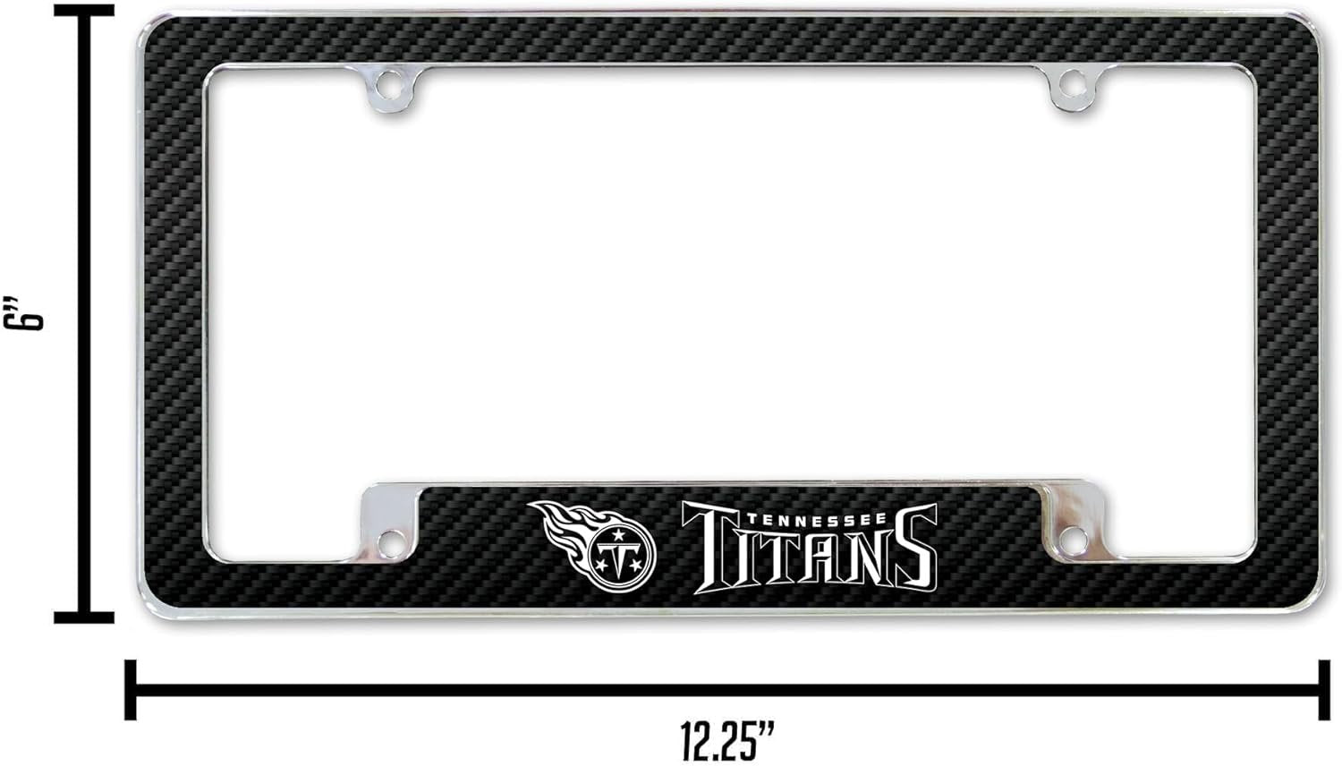 Tennessee Titans Metal License Plate Frame Chrome Tag Cover, Carbon Fiber Design, 6x12 Inch