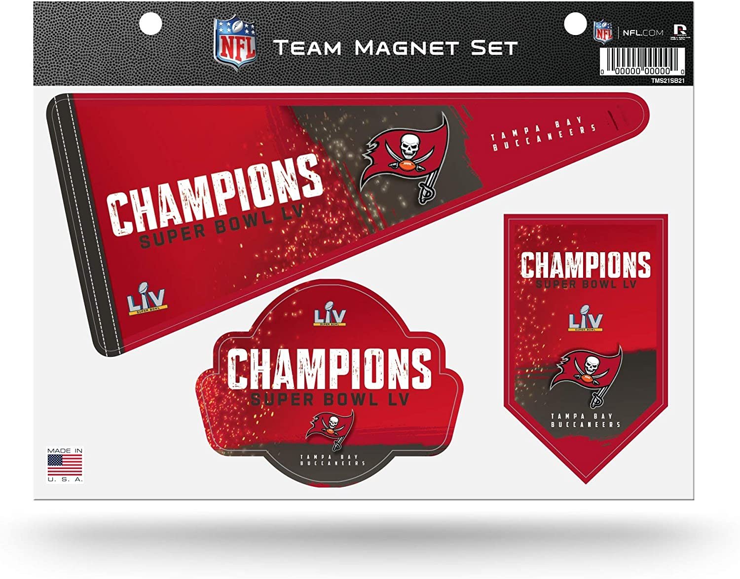 Rico Industries Tampa Bay Buccaneers 2021 Super Bowl LV (55) Champions Die Cut Team Magnet Set of 3