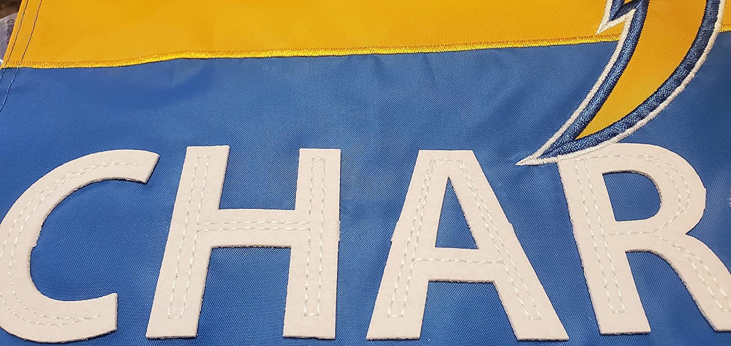 Los Angeles Chargers Garden Flag Banner 2-Sided Embroidered Applique 12.5x18 Inch