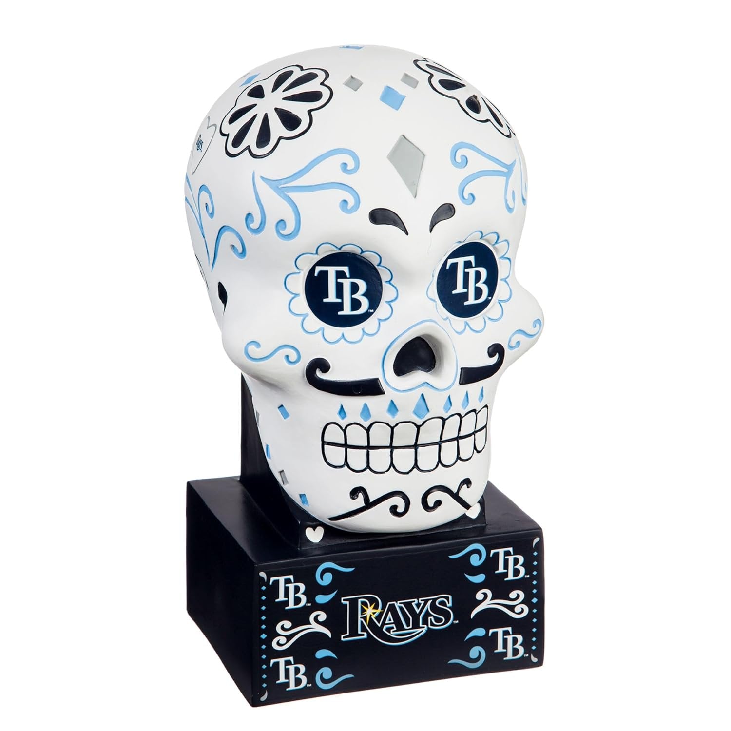 Tampa Bay Rays Sugar Skull Resin Statue, 10 Inch, Hand Painted, Officially Licensed MLB Decoration