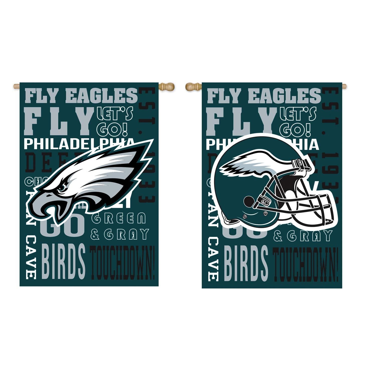 Philadelphia Eagles Premium Double Sided House Flag Banner, Fan Rules Design, 28x44 Inch, Display Pole Sold Seperately, Officially Licensed