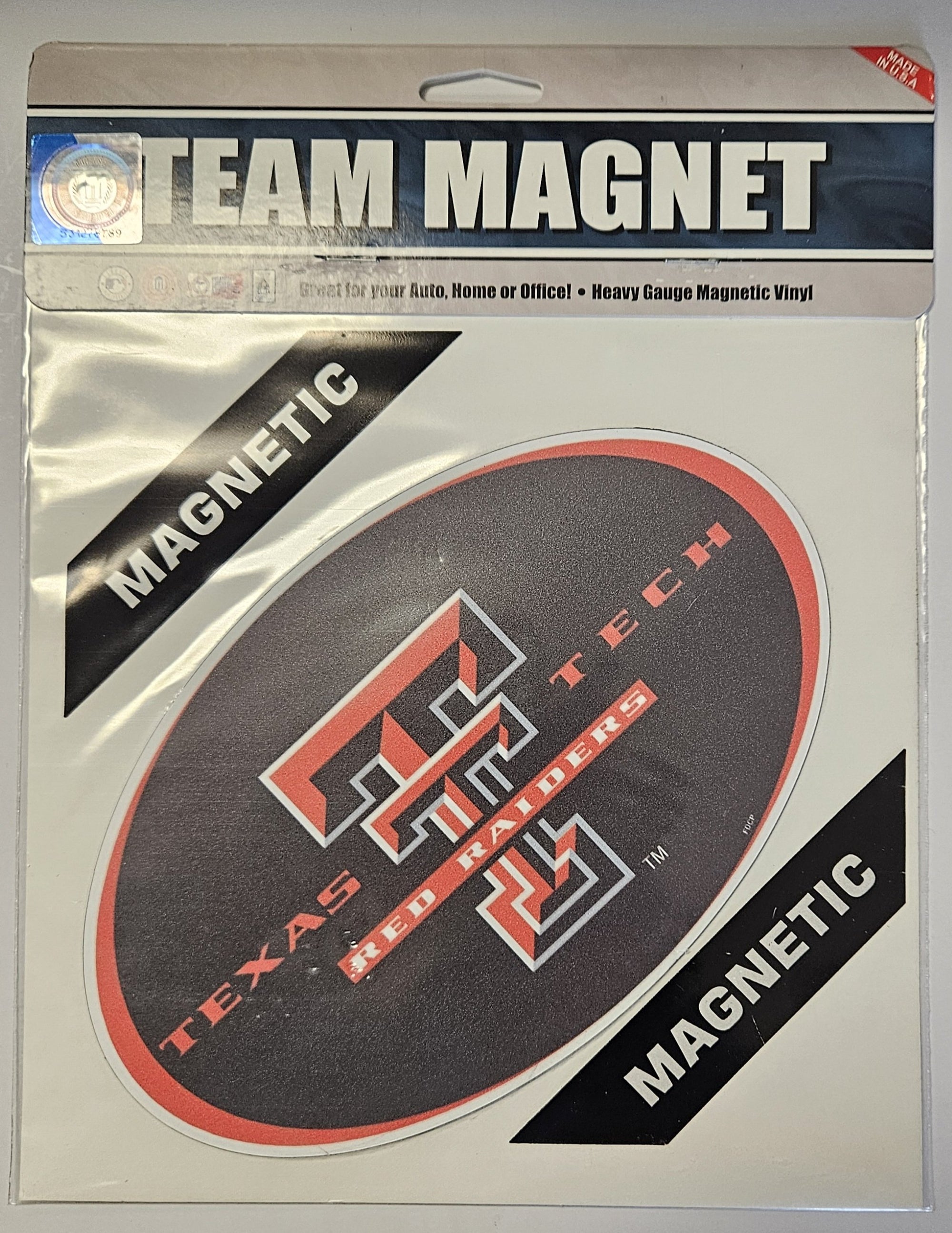 Texas tech University Red Raiders 8 Inch Magnet, Oval, Vinyl, Heavy Duty, Great for Auto or Home, Officially Licensed