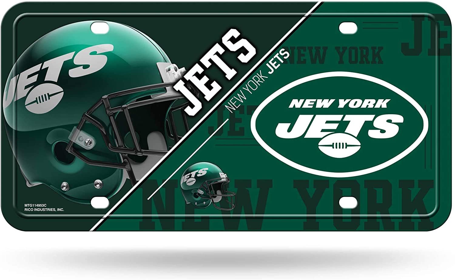 New York Jets Metal Auto Tag License Plate, Split Design, 12x6 Inch