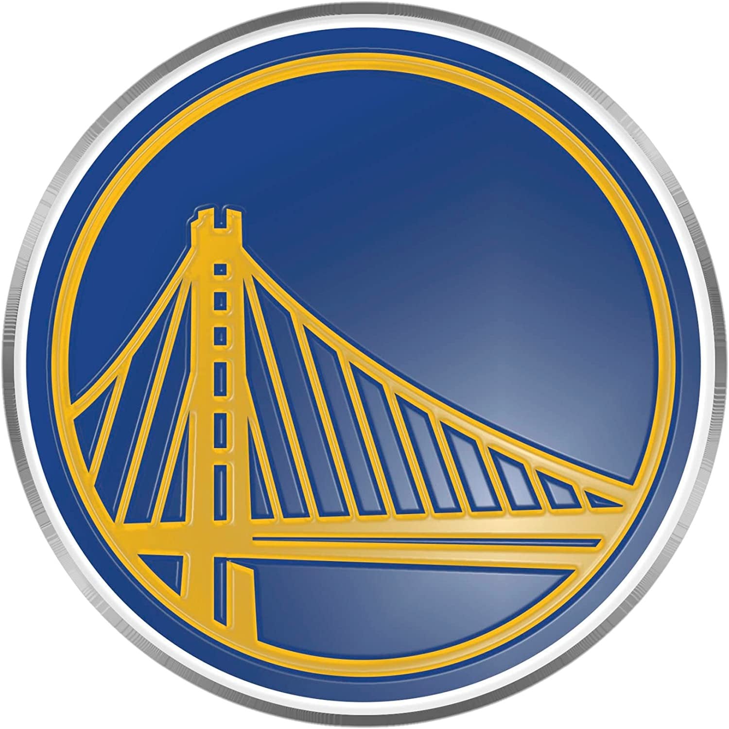 Golden State Warriors Aluminum Metal Color Auto Emblem Raised Shape Cut Full Adhesive Backing