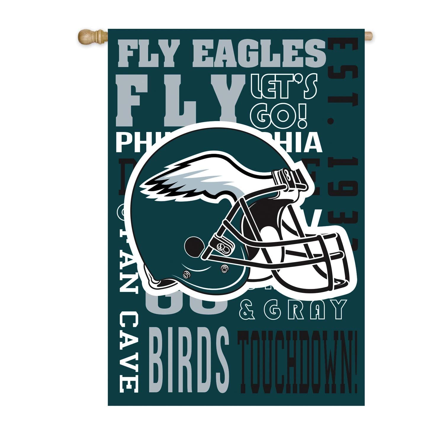 Philadelphia Eagles Premium Double Sided House Flag Banner, Fan Rules Design, 28x44 Inch, Display Pole Sold Seperately, Officially Licensed