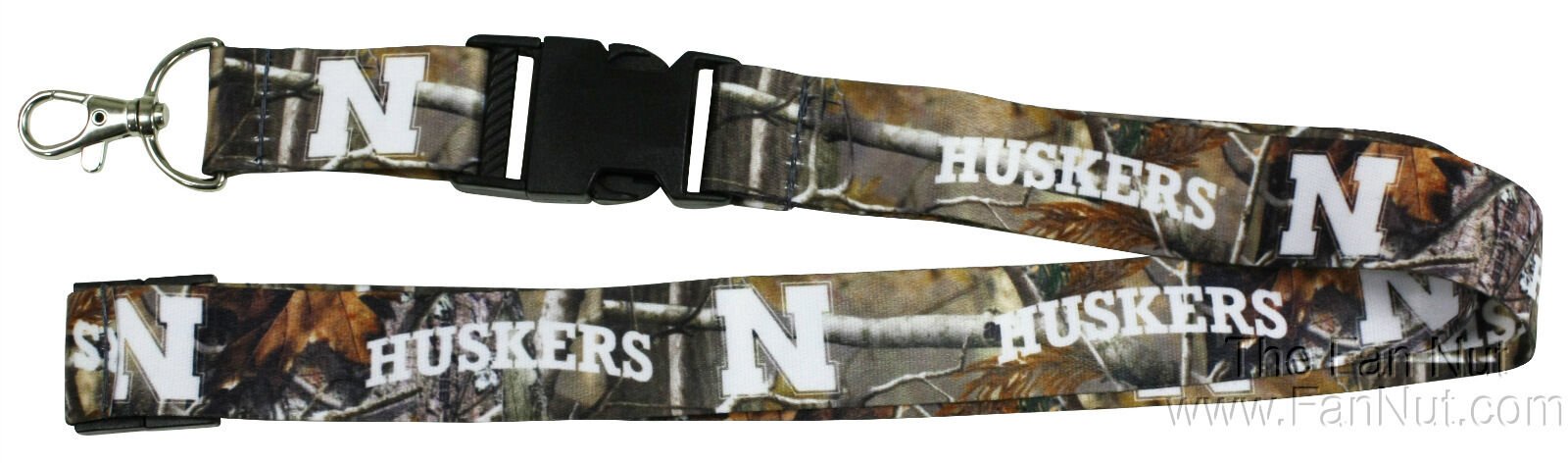 University of Nebraska Cornhuskers Camo Lanyard Keychain Double Sided Breakaway Safety Design Adult 18 Inch