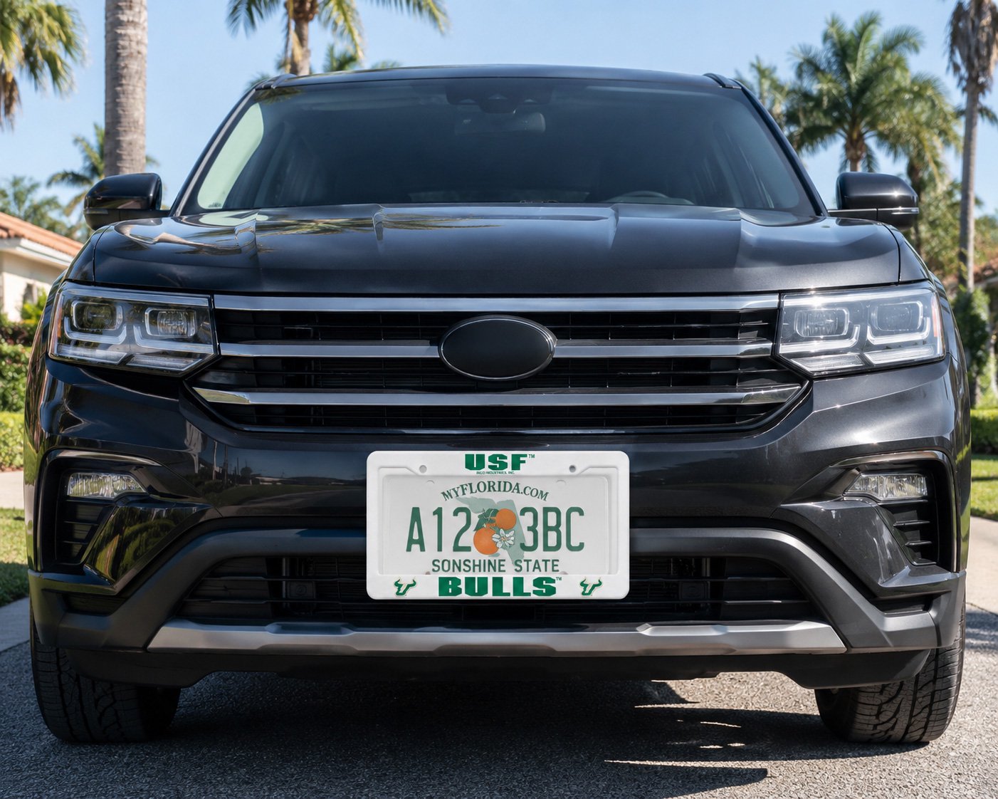 University of South Florida Bulls USF License Plate Frame Tag Cover, White Plastic, 12x6 Inch, Officially Licensed