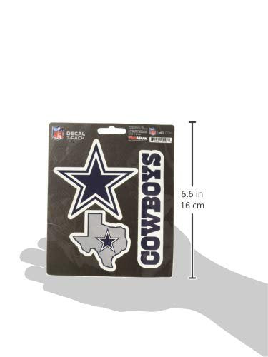 Dallas Cowboys 3 Piece Die Cut Decal Triple Sticker Sheet, 5x7 Inch, Peel & Stick Application, Full Adhesive Backing, Officially Licensed