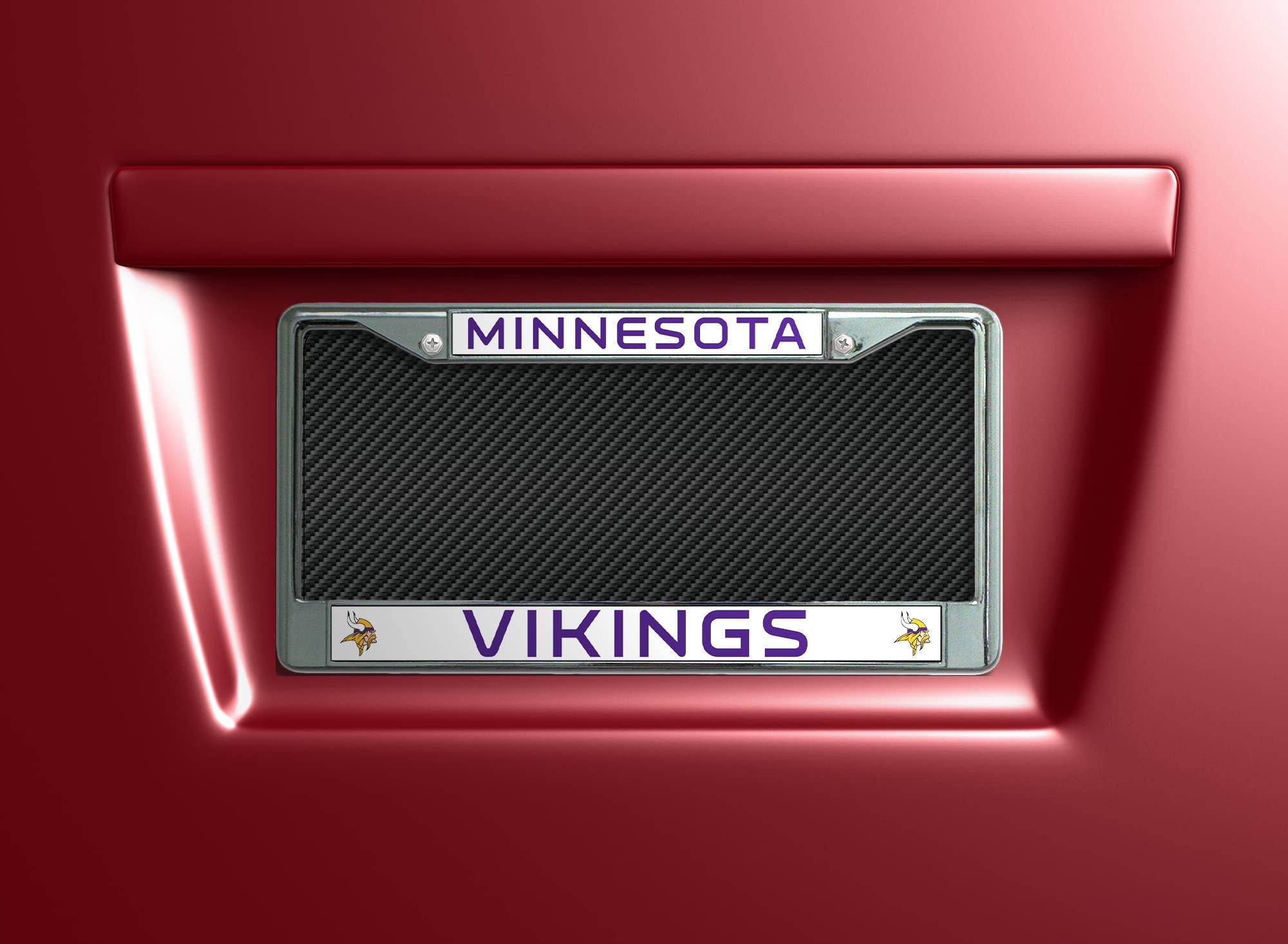 Minnesota Vikings Premium Metal License Plate Frame Tag Cover, 12x6 inch, Pre-Drilled Holes, Officially Licensed