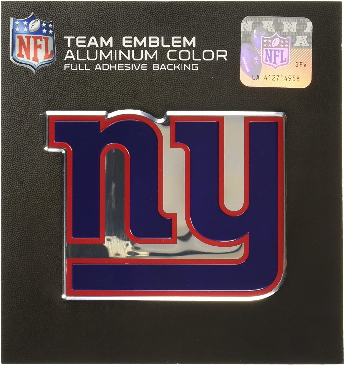 New York Giants Embossed Color Auto Emblem Aluminum Metal Raised Decal Sticker Full Adhesive Backing
