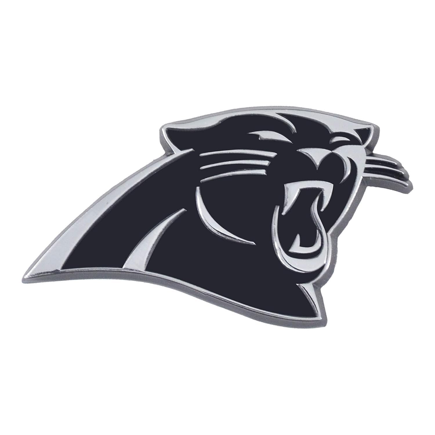 Carolina Panthers Premium Solid Metal Raised Auto Emblem Shape Cut Adhesive Backing, Officially Licensed