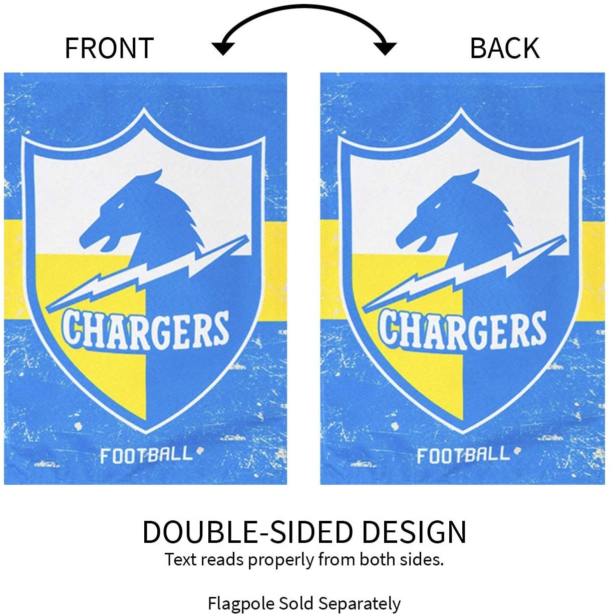 Los Angeles Chargers Garden Flag Banner, Double Sided, Linen, Retro Vintage Design, 12.5x18 Inch