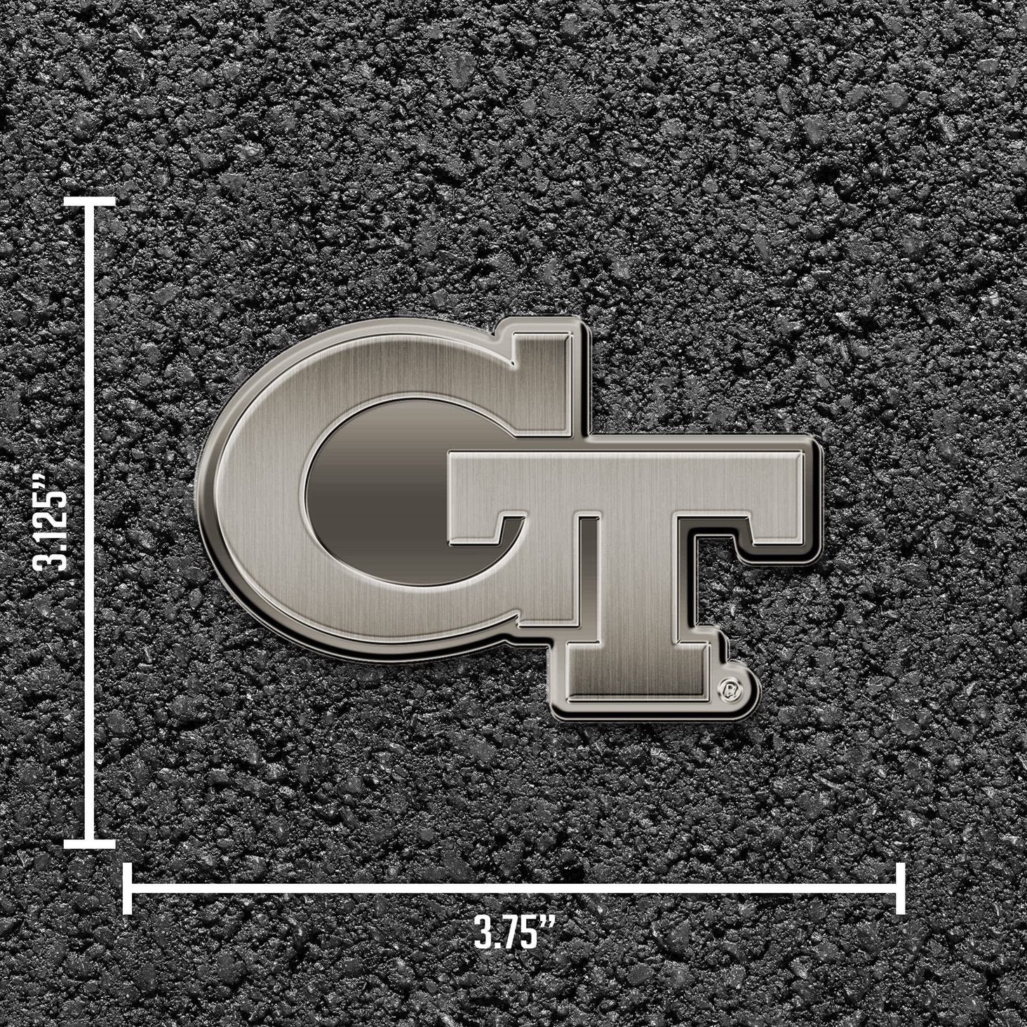 Georgia Tech University Yellow Jackets Auto Emblem Solid Metal, Raised, Die Cut, Antique Nickel Design, Full Adhesive Backing, Officially Licensed