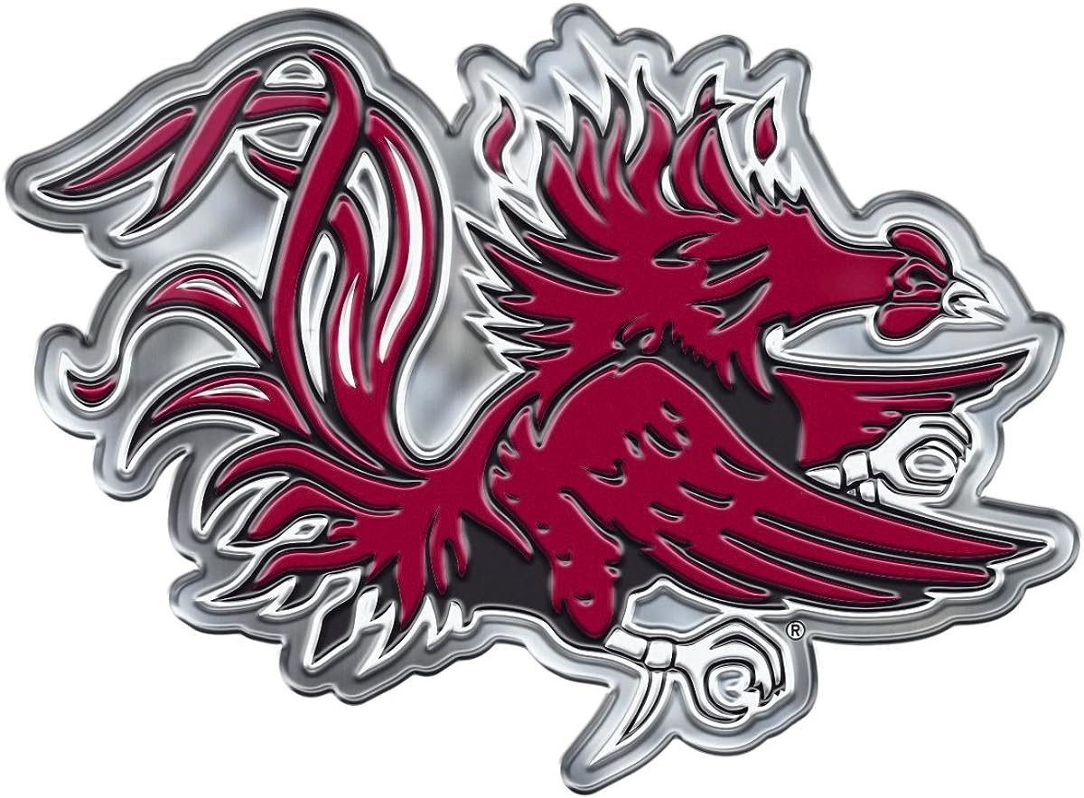 University of South Carolina Gamecocks Premium Aluminum Metal Raised Auto Emblem, Alternate Logo, Color Embossed, Full Adhesive Backing