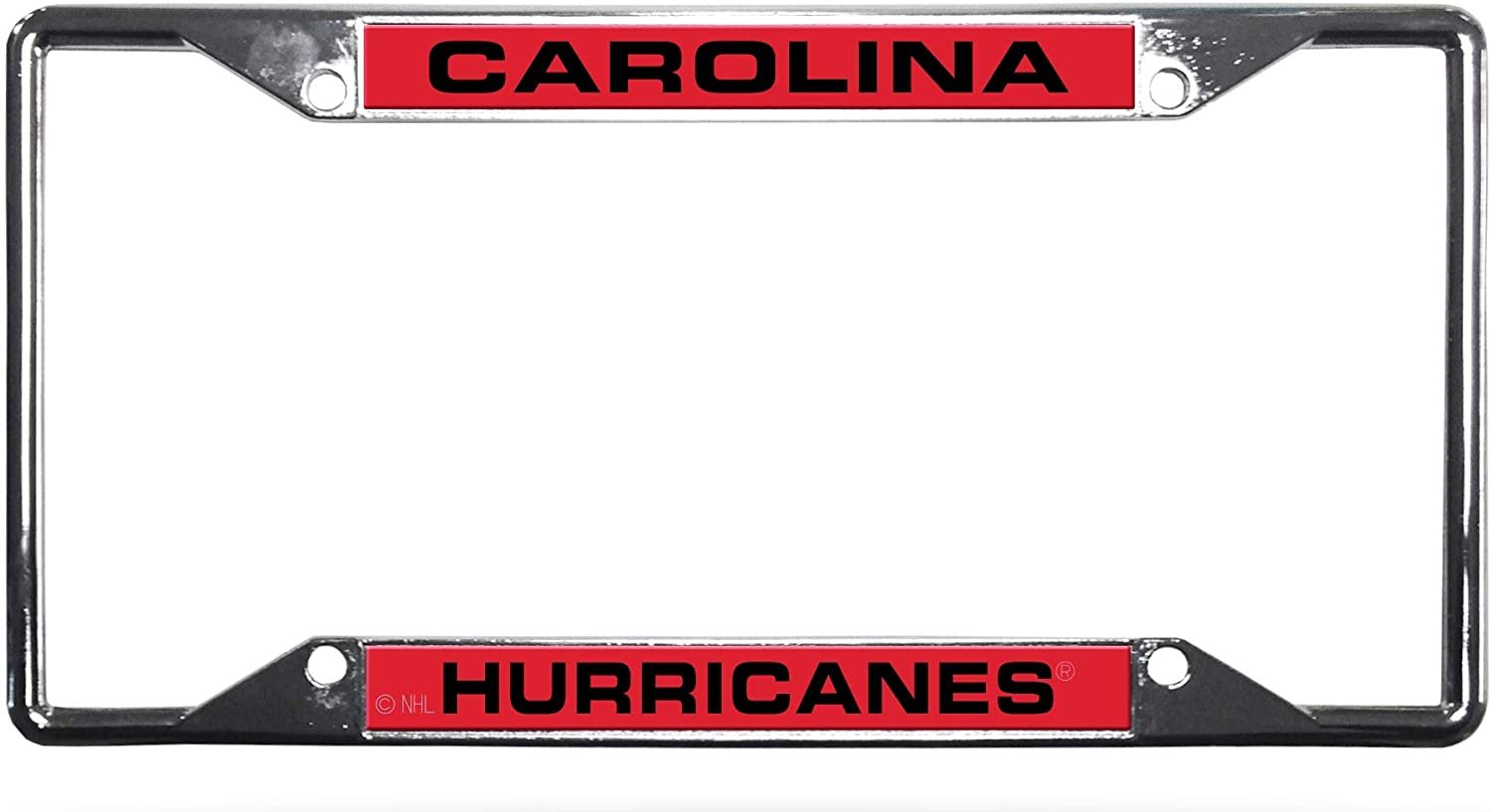 Carolina Hurricanes Metal License Plate Frame Chrome Tag Cover, Laser Acrylic Mirrored Inserts, 12x6 Inch