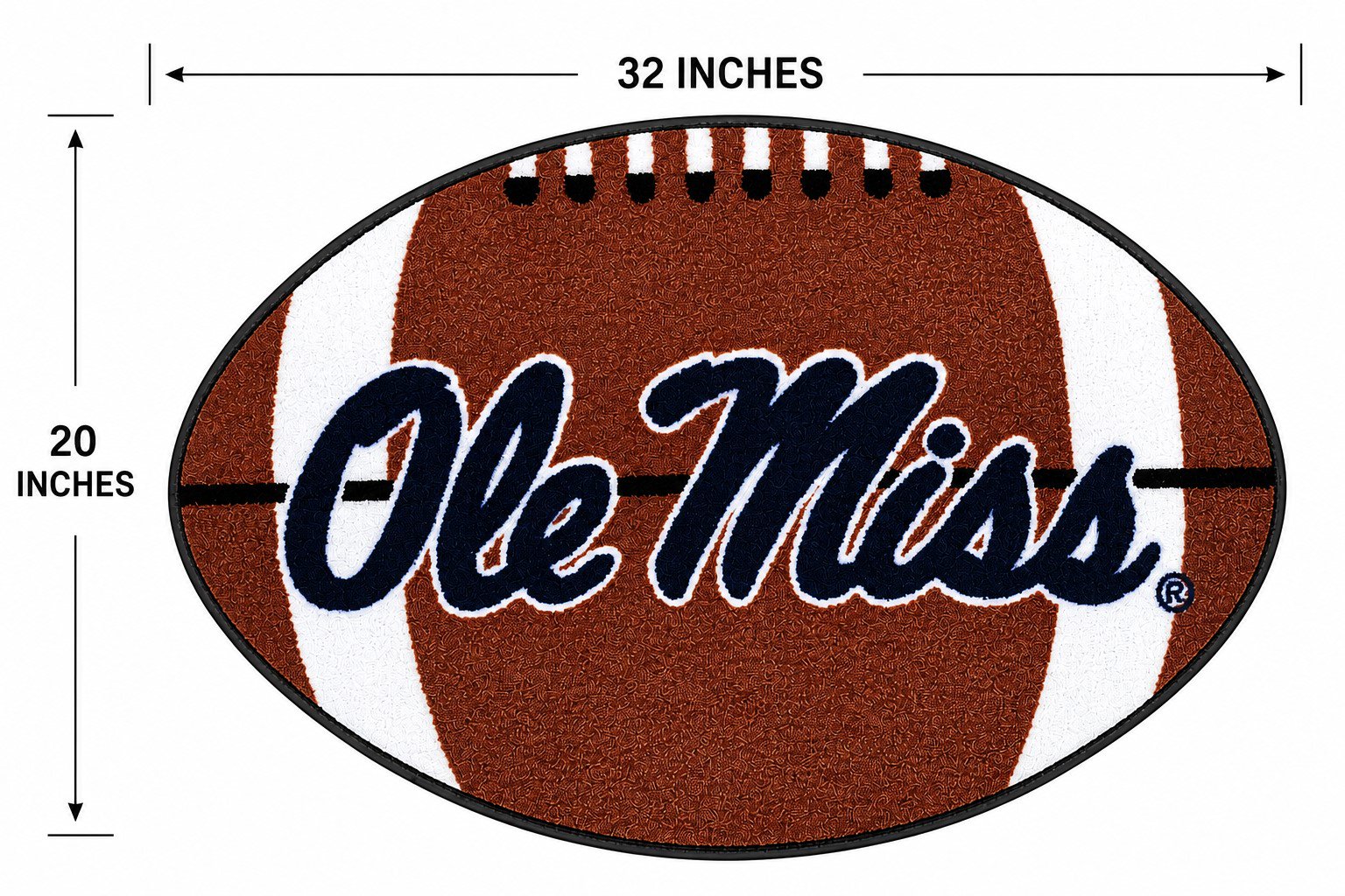 University of Mississippi Ole Miss Rebels Floor Mat Area Rug, 20x32 Inch, Non-Skid Backing, Football Design
