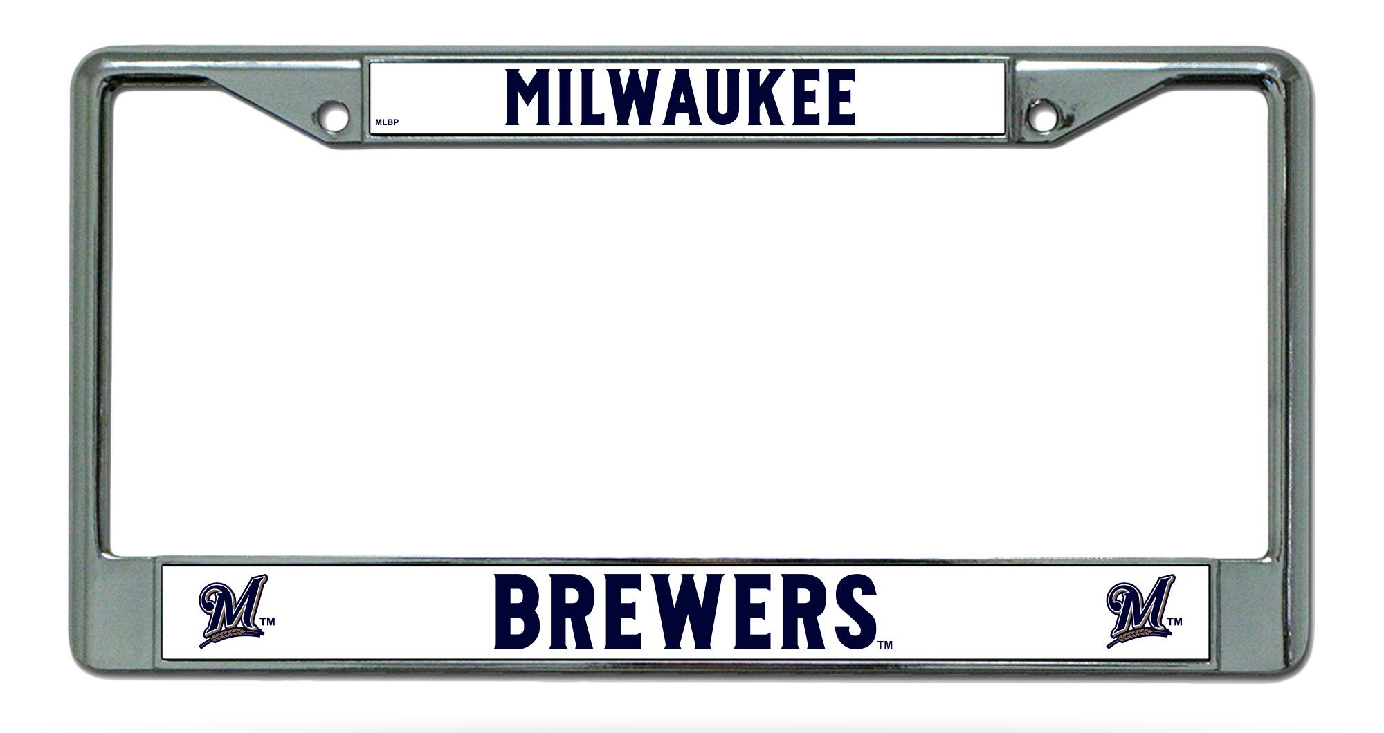 Milwaukee Brewers Chrome Tag Cover Metal License Plate Frame, 12x6 Inch, Pre-Drilled Holes, Officially Licensed