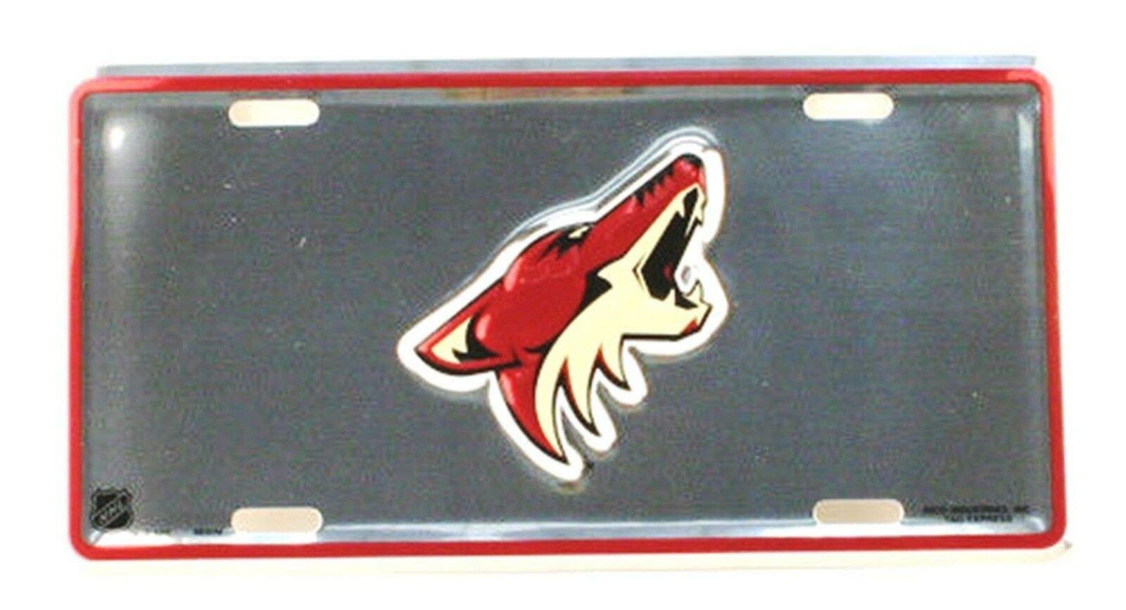 Arizona Coyotes Premium Metal Tag License Plate, Silver Background, 12x6 Inch, Pre-Drilled Holes, Officially Licensed
