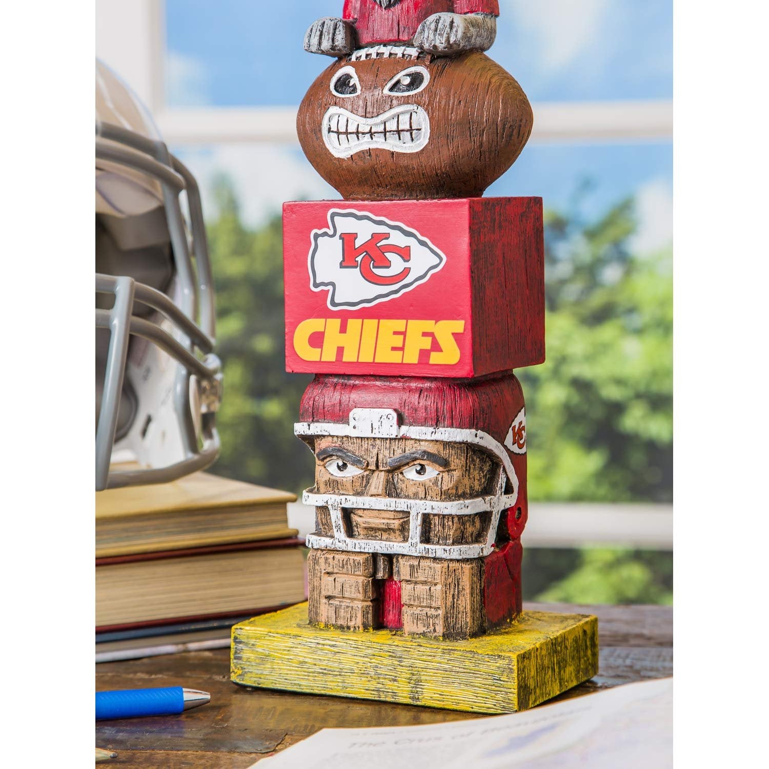 Kansas City Chiefs Tiki Totem Garden Statue, Hand Painted Resin, 16 Inch, Indoor Outdoor Decorative Sports Mascot, Officially Licensed