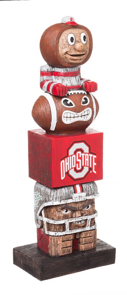 Ohio State University Buckeyes Tiki Totem Garden Statue, Hand Painted Resin, 16 Inch, Indoor Outdoor Decor, Officially Licensed
