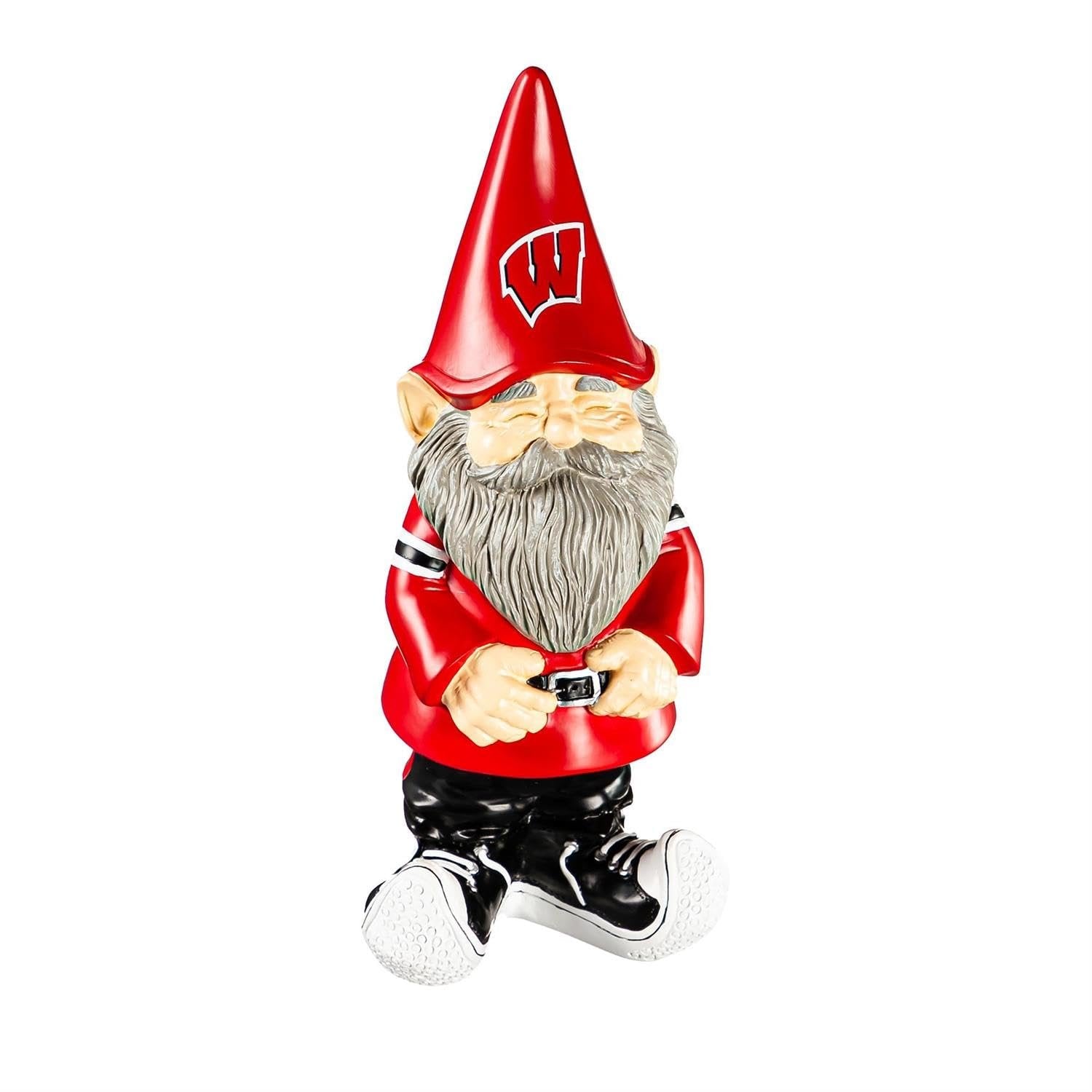 University of Wisconsin Badgers Garden Gnome, 11 Inch Hand Painted Resin Statue, Indoor Outdoor Decor, Officially Licensed