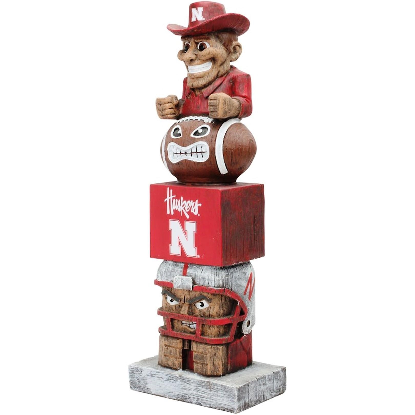 University of Nebraska Cornhuskers Tiki Totem Garden Statue, Hand Painted Resin, 16 Inch, Indoor Outdoor Decorative Sports Mascot, Officially Licensed