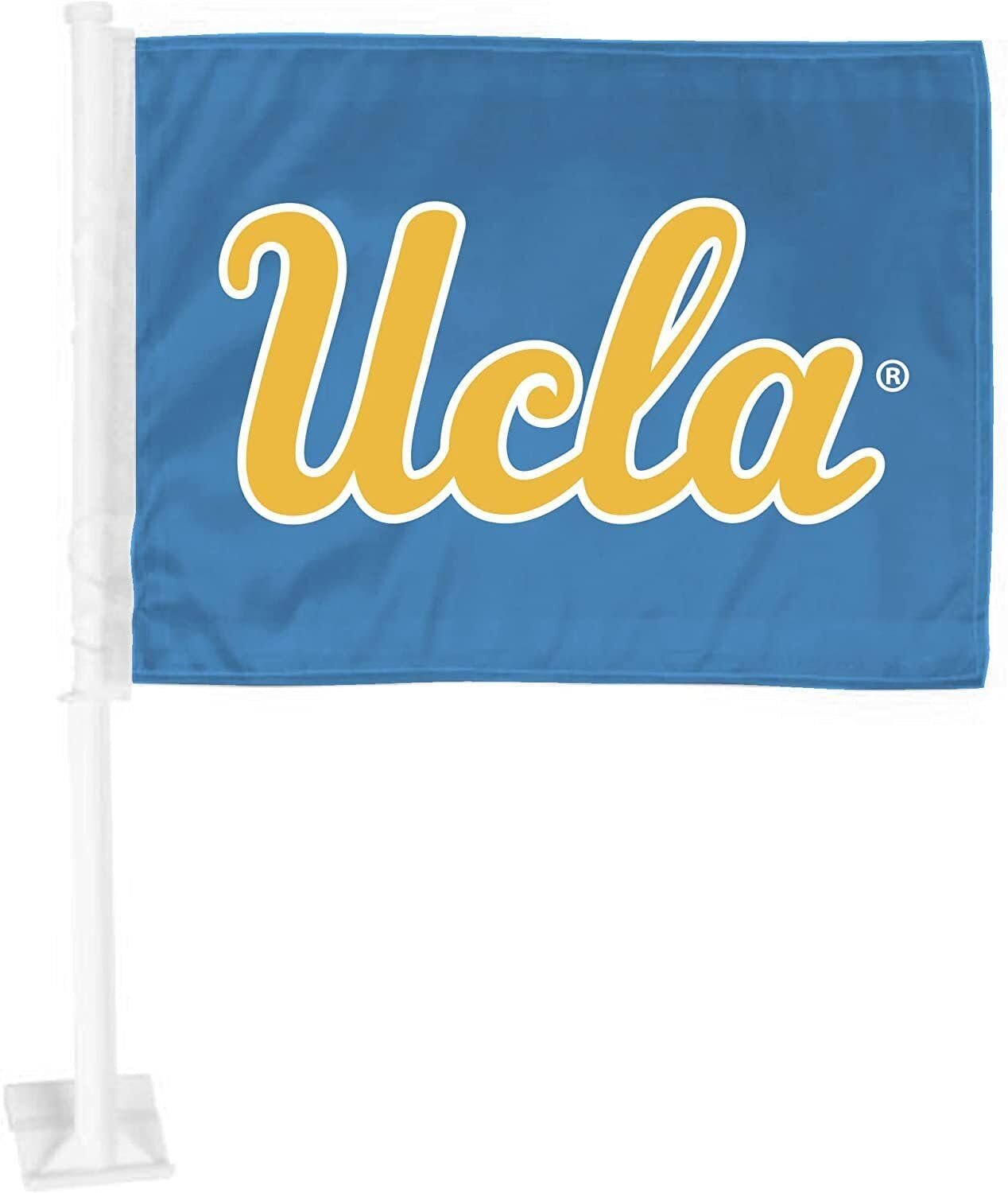University of California-Los Angeles UCLA Bruins Premium Double Sided Car Flag Nylon Banner, Includes Plastic Display Pole, Officially Licensed