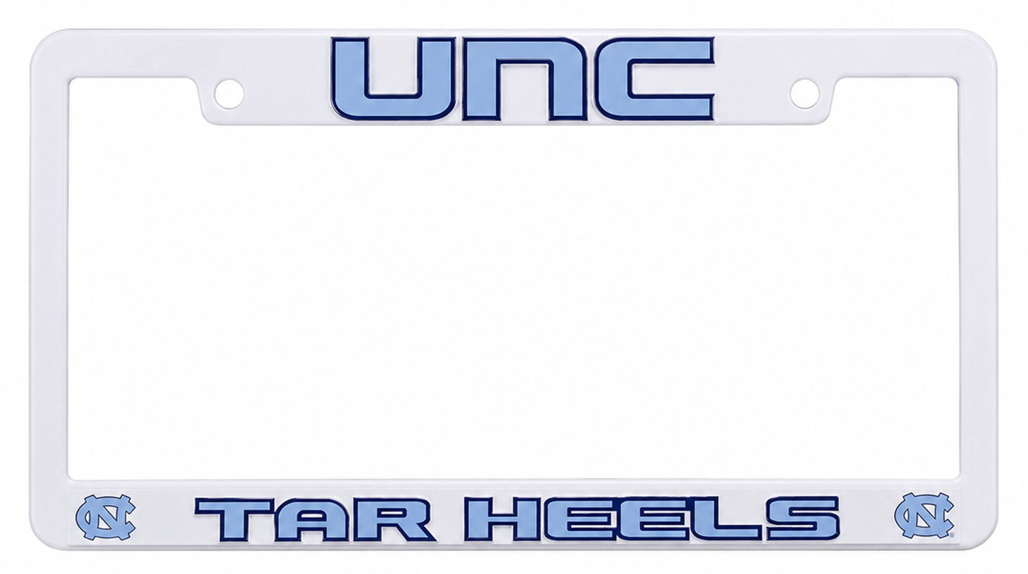 University of North Carolina Tar Heels UNC License Plate Frame Tag Cover, White Plastic, 12x6 Inch, Officially Licensed
