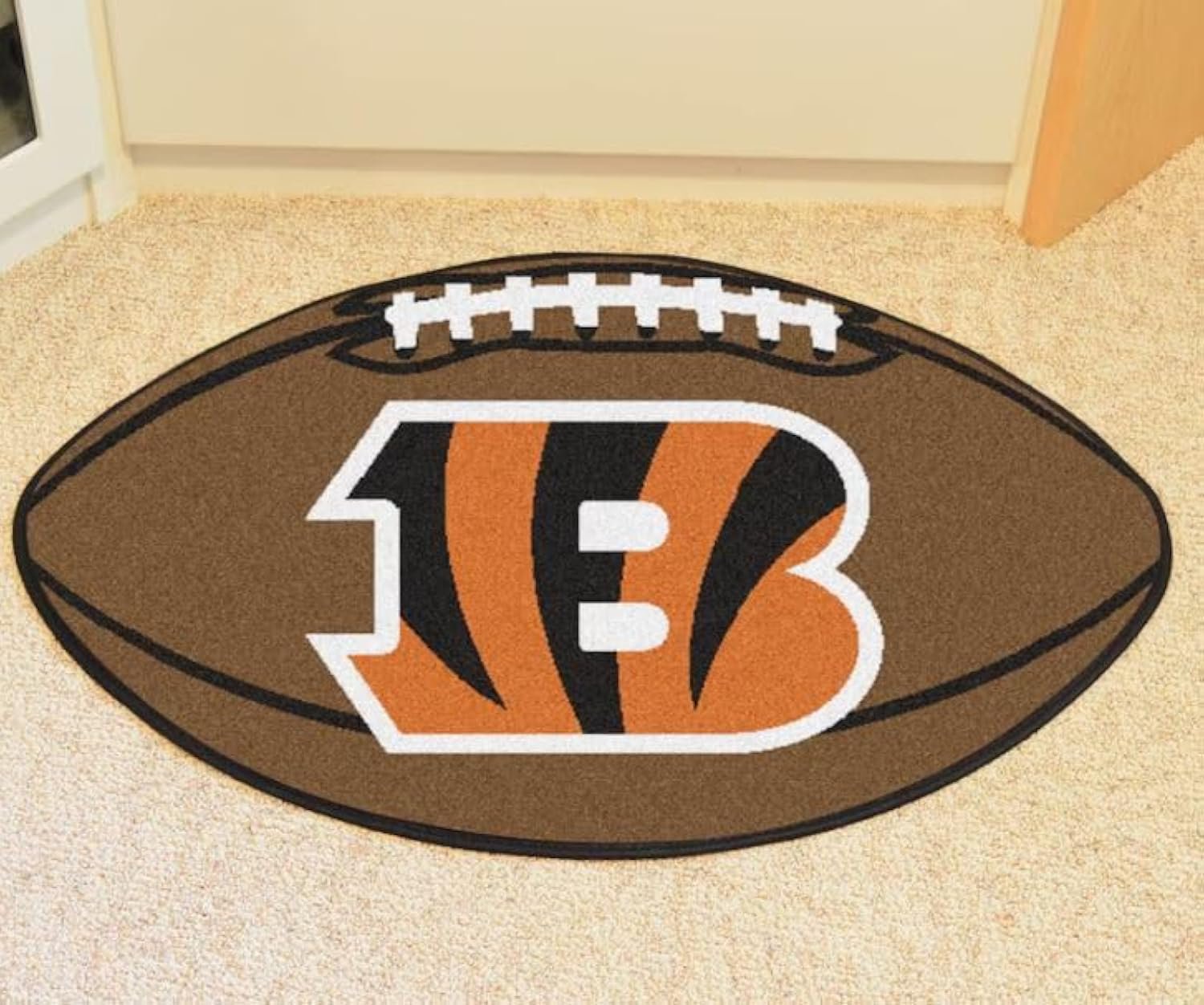 Cincinnati Bengals Floor Mat Area Rug, 32x20 Inch, Football Design, Nylon, Anti-Skid Backing, Officially Licensed